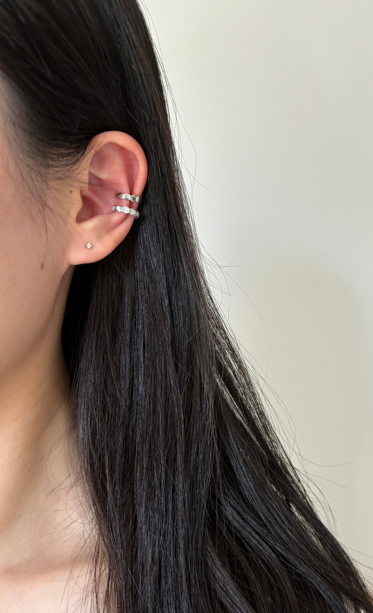 Dainty Beehive Ear Cuff, Golden HoneyComb Non-piercing Earrings, Silver Hexagonal Jewelry, 14K Gold Plated 925 Sterling Silver Jewellery