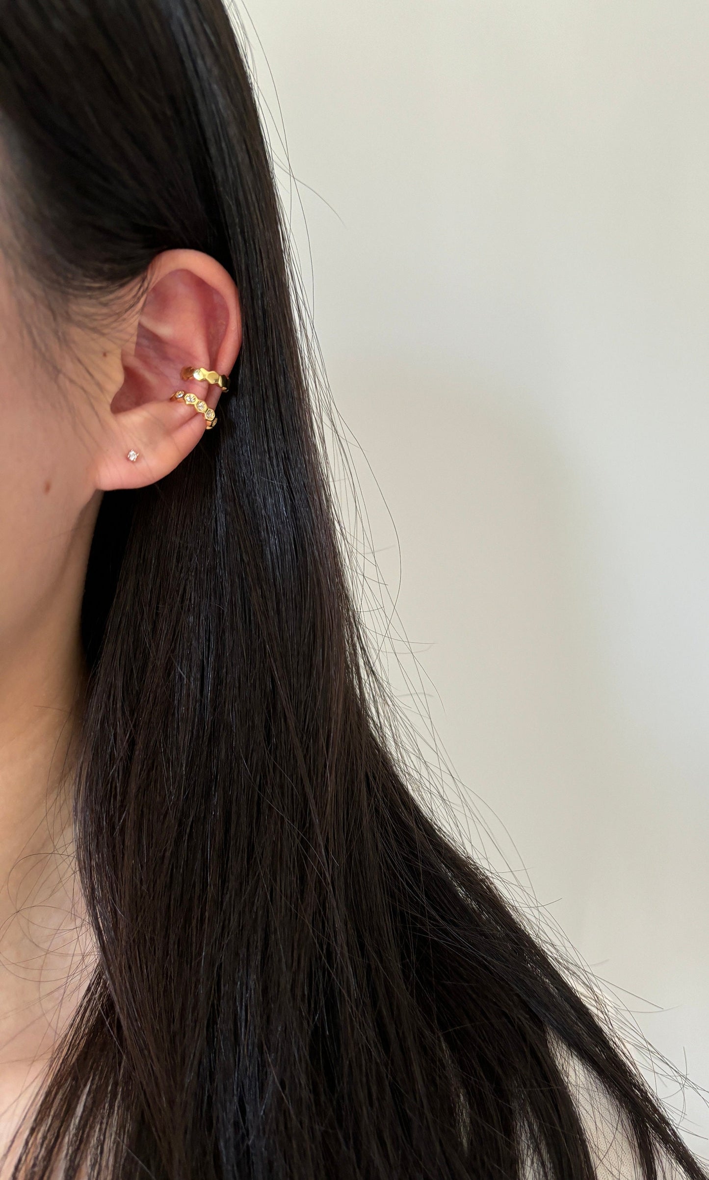 Dainty Beehive Ear Cuff, Golden HoneyComb Non-piercing Earrings, Silver Hexagonal Jewelry, 14K Gold Plated 925 Sterling Silver Jewellery