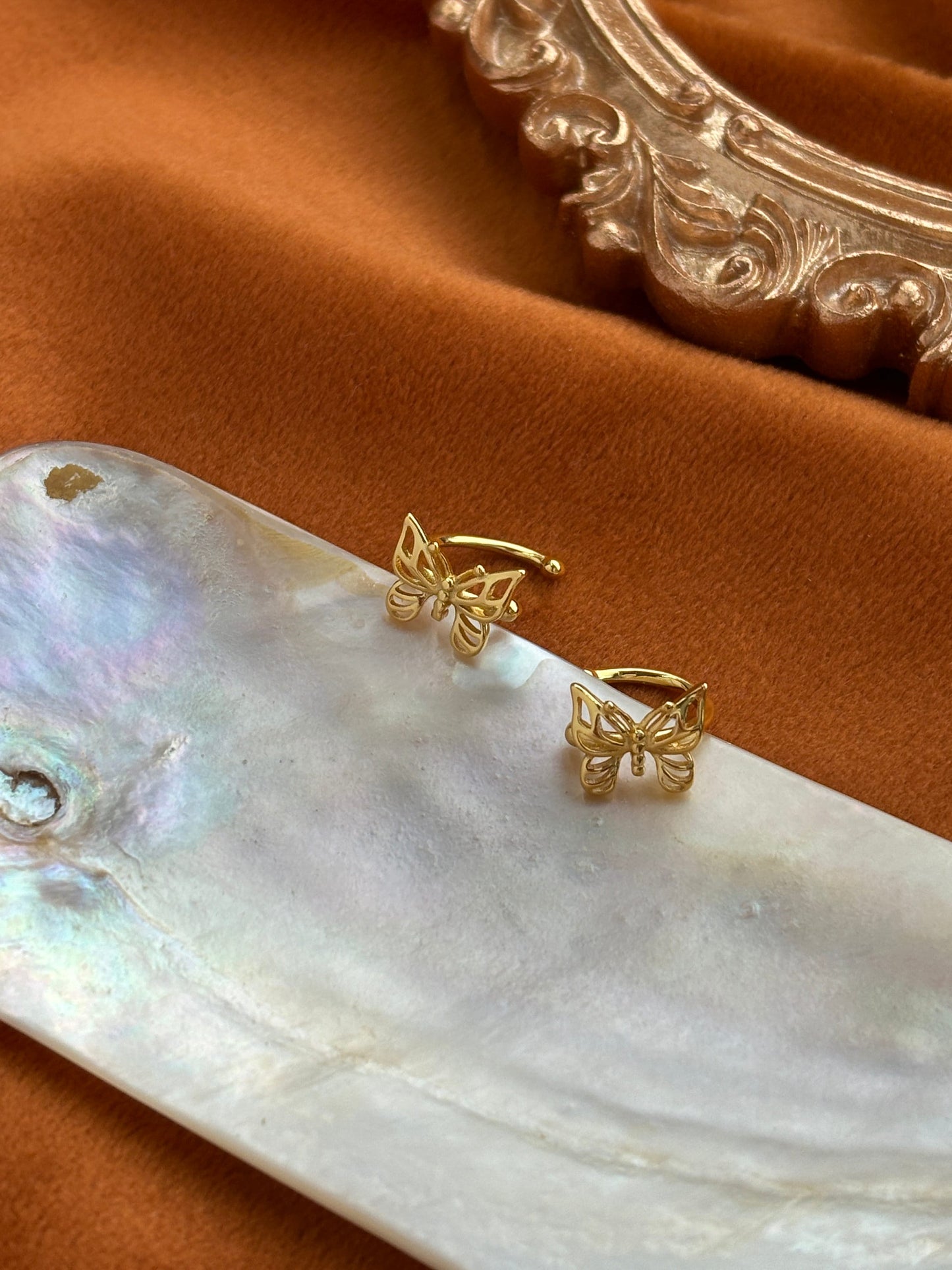 Dainty Butterfly Ear Cuff, Golden Butterfly Non-piercing Earrings, Silver Butterfly Jewelry, 14K Gold Plated 925 Sterling Silver Jewellery