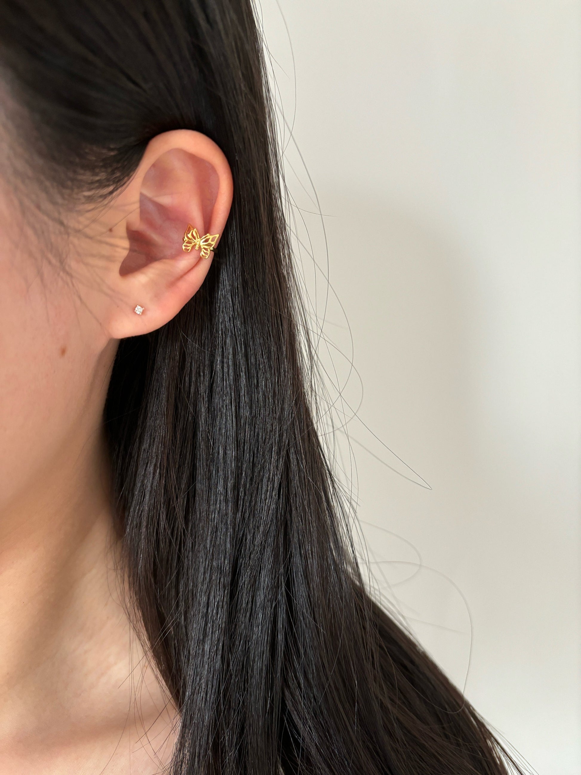 Dainty Butterfly Ear Cuff, Golden Butterfly Non-piercing Earrings, Silver Butterfly Jewelry, 14K Gold Plated 925 Sterling Silver Jewellery