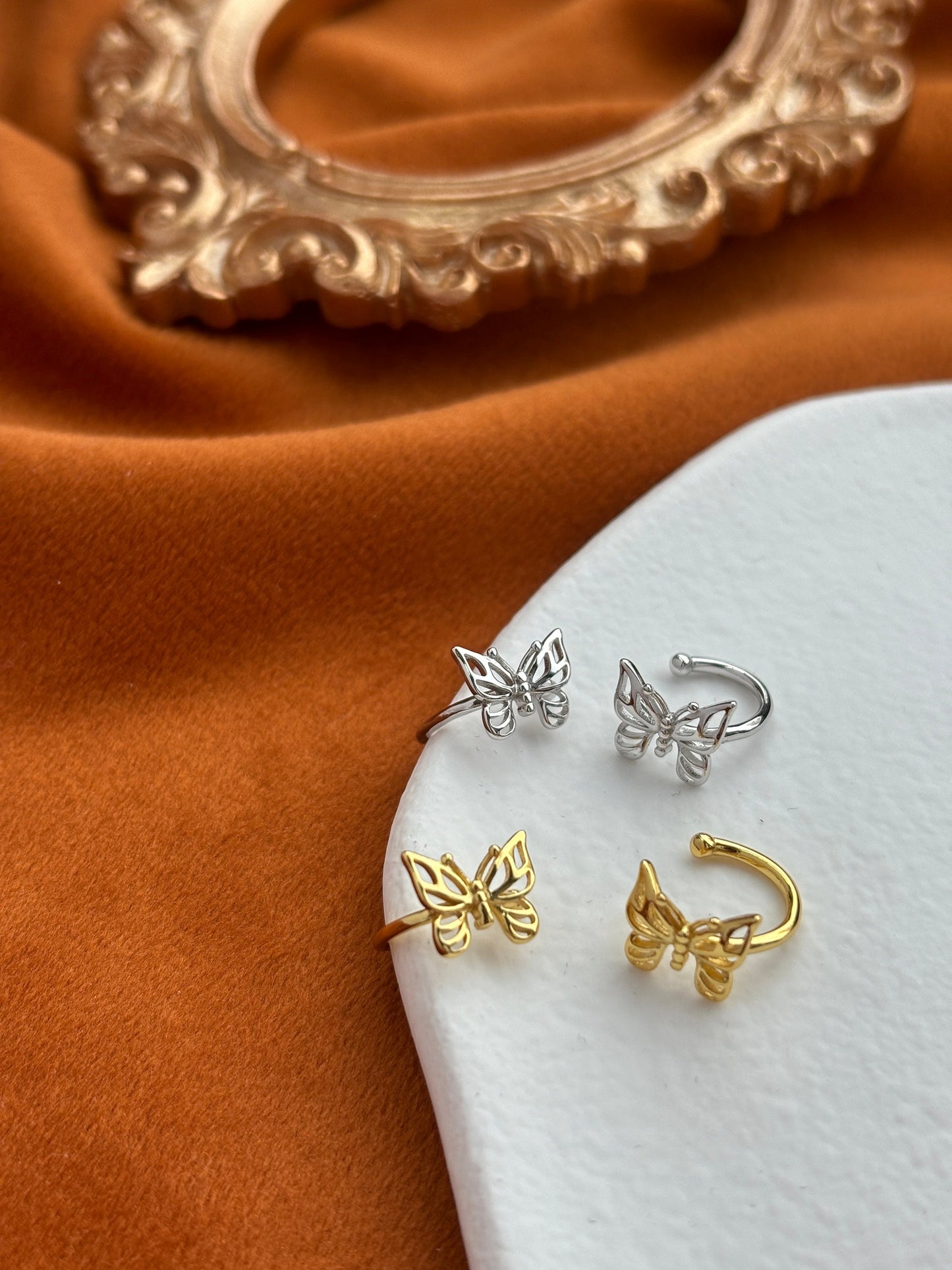 Dainty Butterfly Ear Cuff, Golden Butterfly Non-piercing Earrings, Silver Butterfly Jewelry, 14K Gold Plated 925 Sterling Silver Jewellery