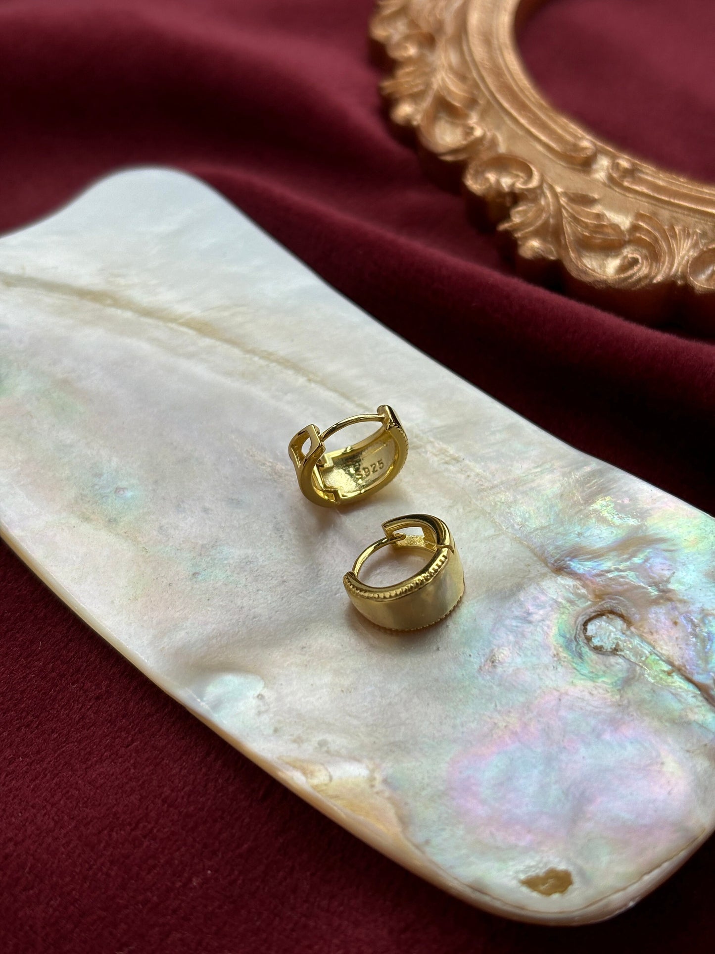 Dainty Minimalist Chunky Huggie, Golden Basic Hoop Earrings, Elegant Silver Jewelry, Daily 14K Gold Plated 925 Sterling Silver Jewellery