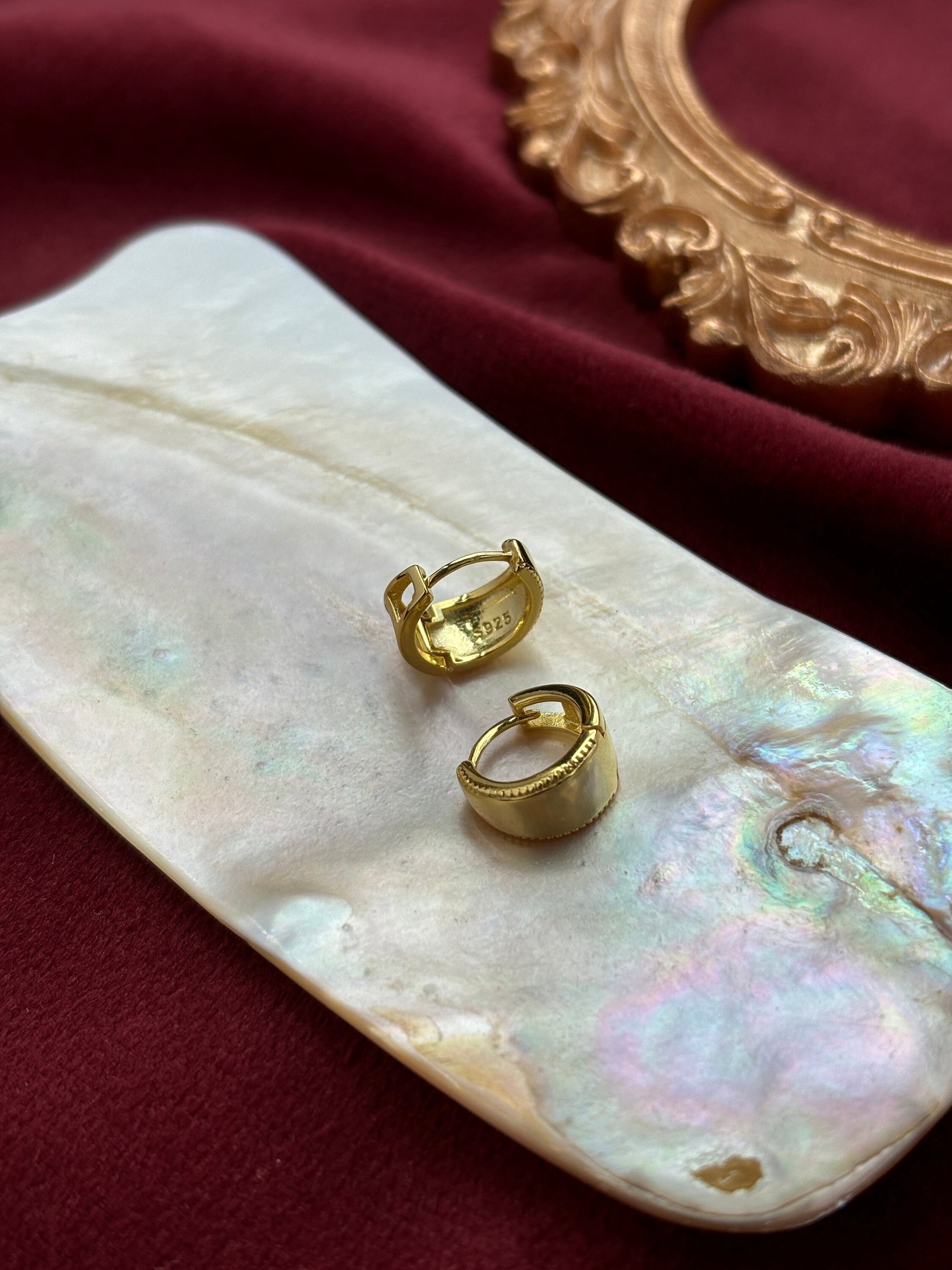 Dainty Minimalist Chunky Huggie, Golden Basic Hoop Earrings, Elegant Silver Jewelry, Daily 14K Gold Plated 925 Sterling Silver Jewellery