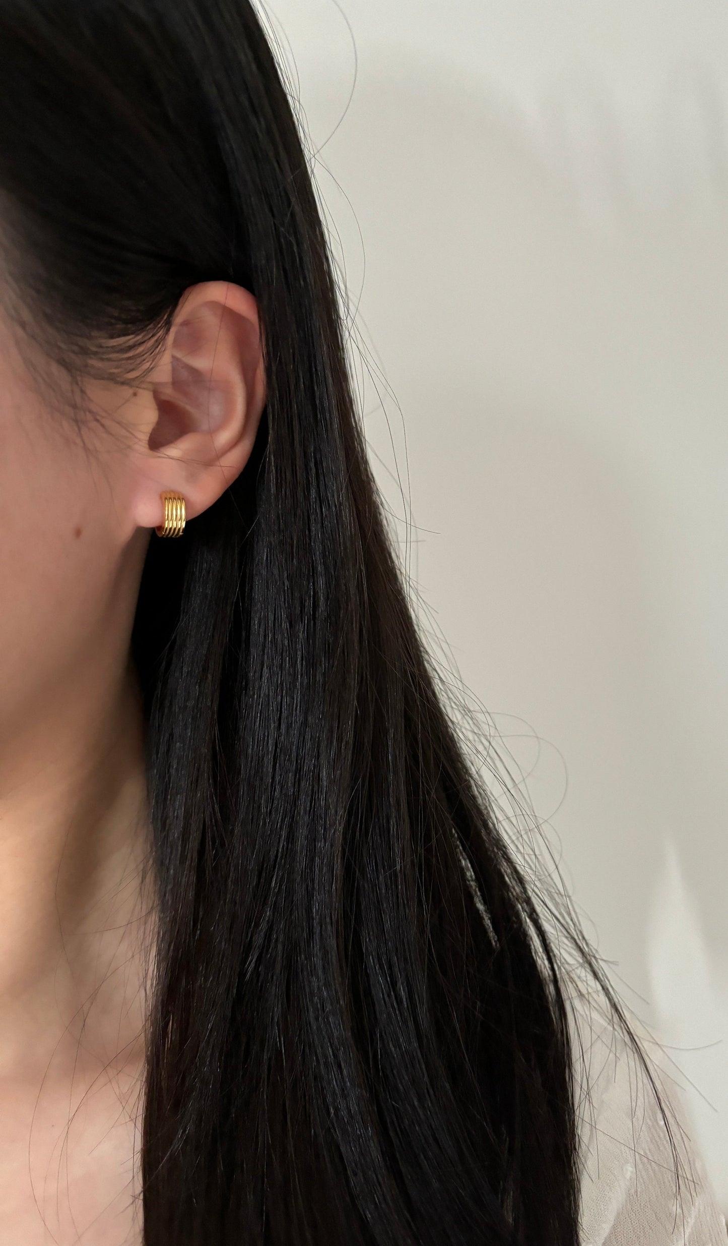 Chunky Ridge Huggie, Golden Ribbed Hoop Earrings, Silver Minimalist Daily Basic Jewelry, Daily 18K Gold Plated 925 Sterling Silver Jewellery