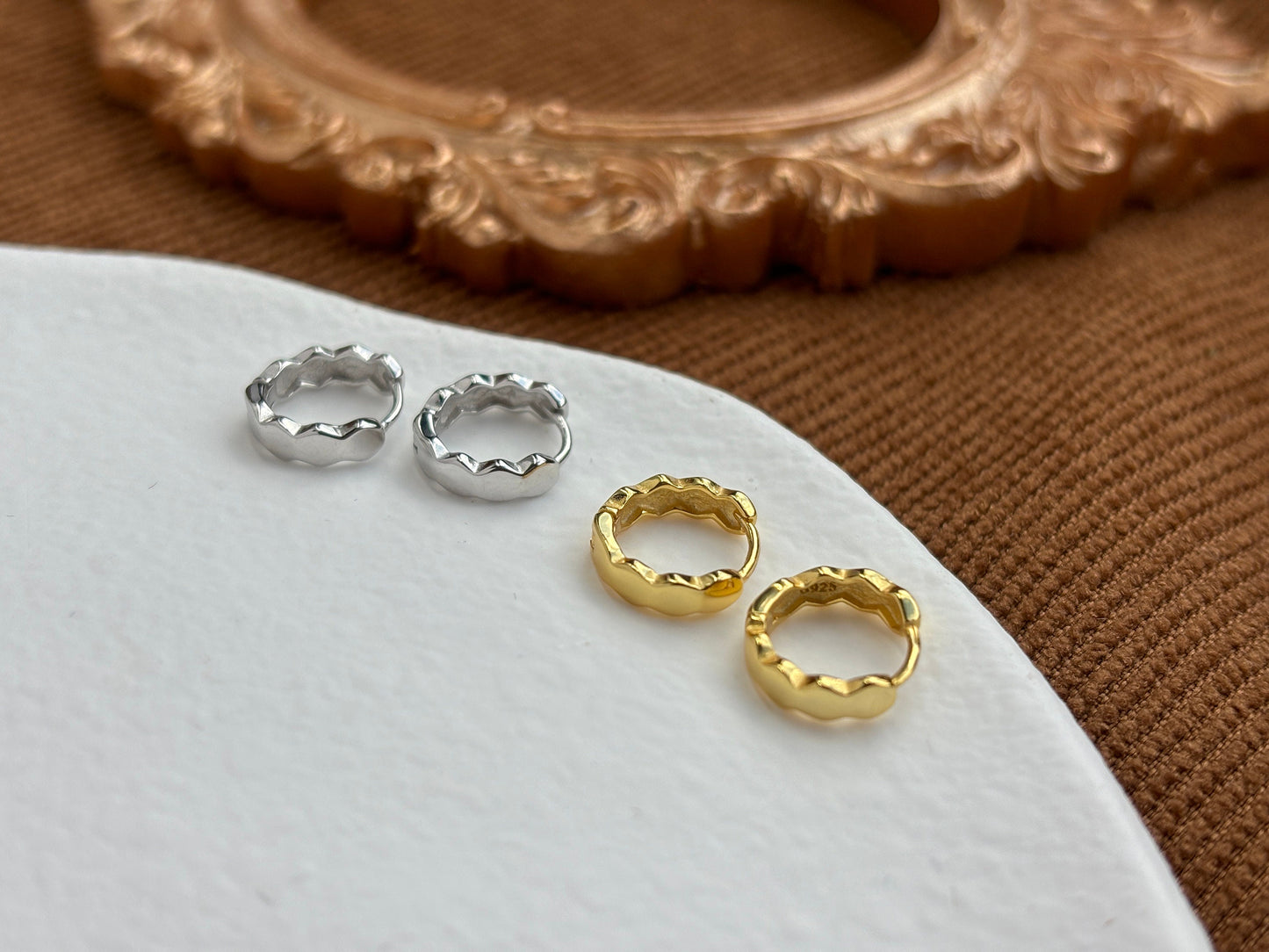 Dainty Beehive Huggie, Golden HoneyComb Hoop Earrings, Silver Basic Hexagonal Jewelry, 14K Gold Plated 925 Sterling Silver Jewellery