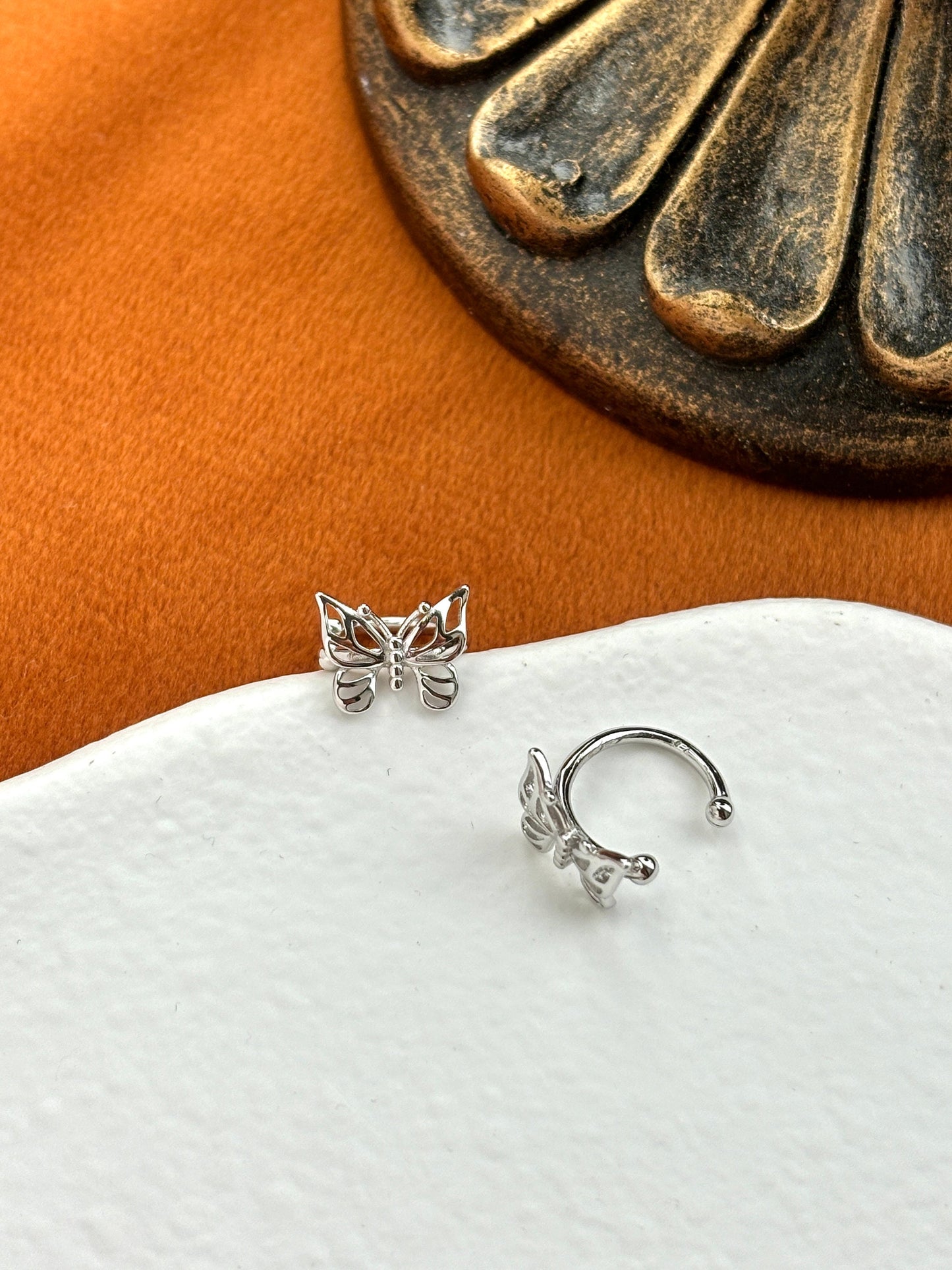 Dainty Butterfly Ear Cuff, Golden Butterfly Non-piercing Earrings, Silver Butterfly Jewelry, 14K Gold Plated 925 Sterling Silver Jewellery