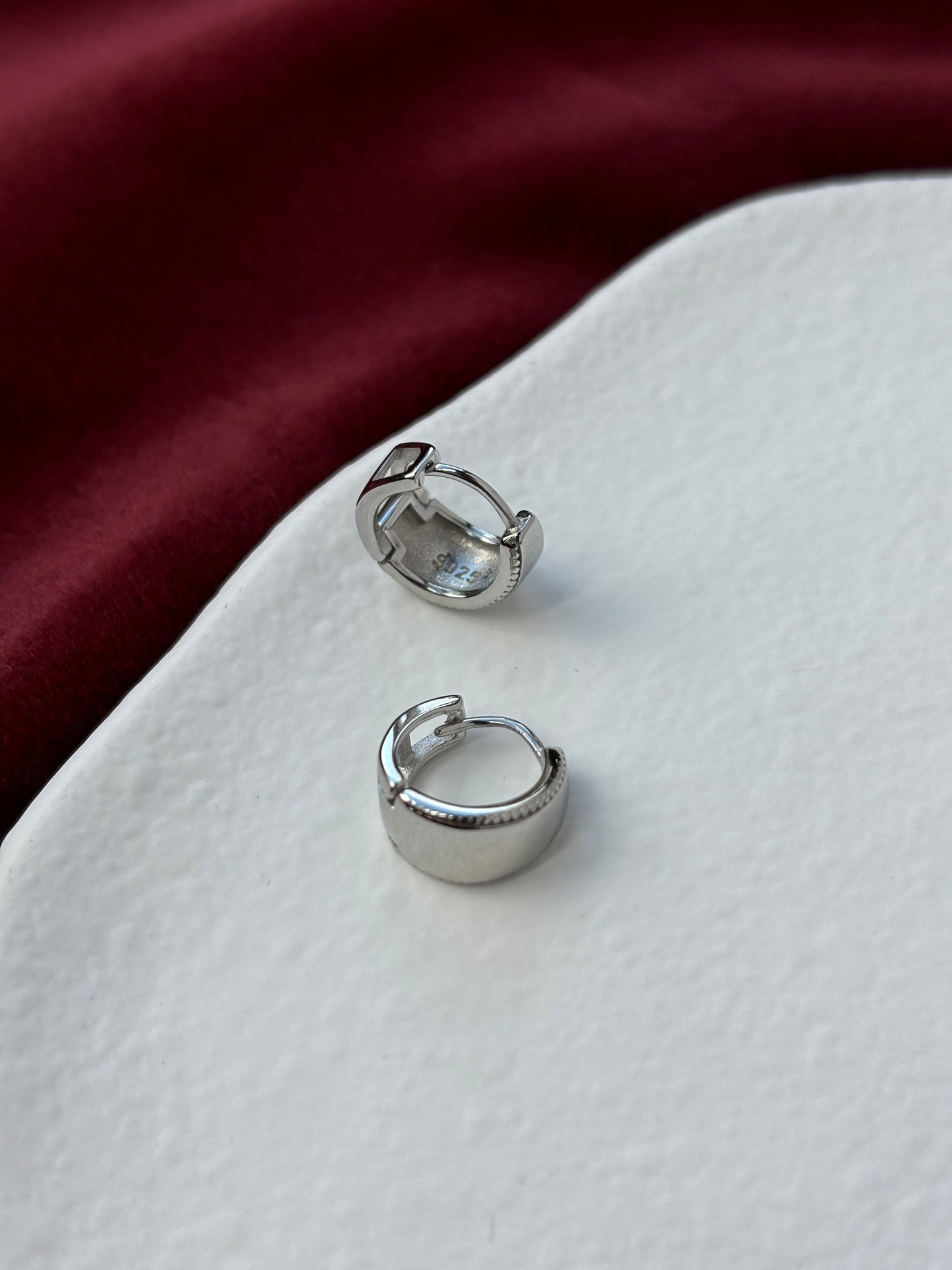 Dainty Minimalist Chunky Huggie, Golden Basic Hoop Earrings, Elegant Silver Jewelry, Daily 14K Gold Plated 925 Sterling Silver Jewellery