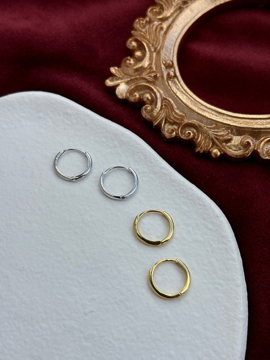 Dainty Minimalist Huggie, Golden Basic Hoop Earrings, Elegant Silver Thin Mini Jewelry, Daily 14K Gold Plated 925 Sterling Silver Jewellery