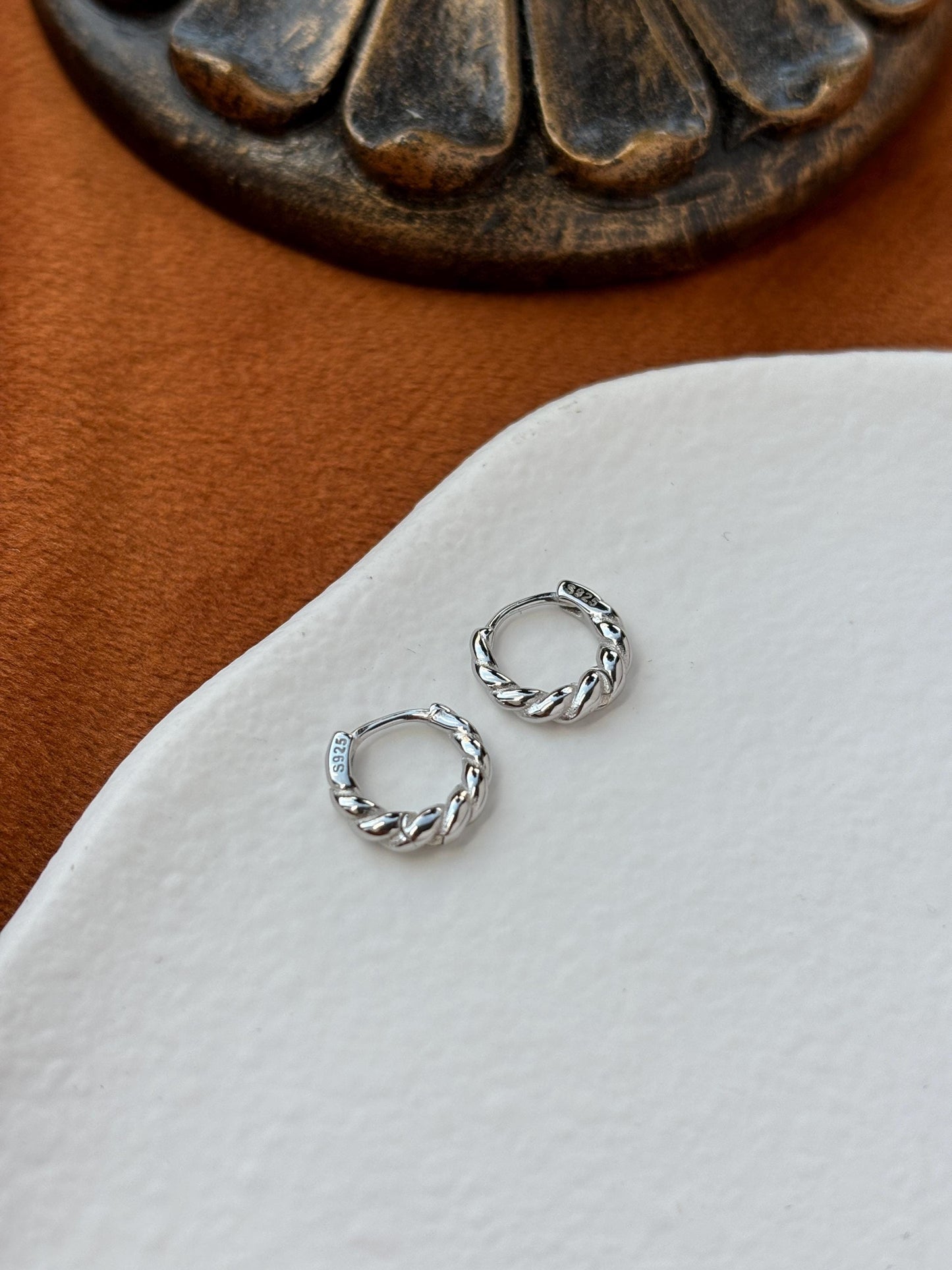 Golden Twist Hoops, Silver Spiral Earrings, Twisted Huggie Jewelry, Daily Basic Golden Hoop, 14K Gold Plated 925 Sterling Silver Jewellery