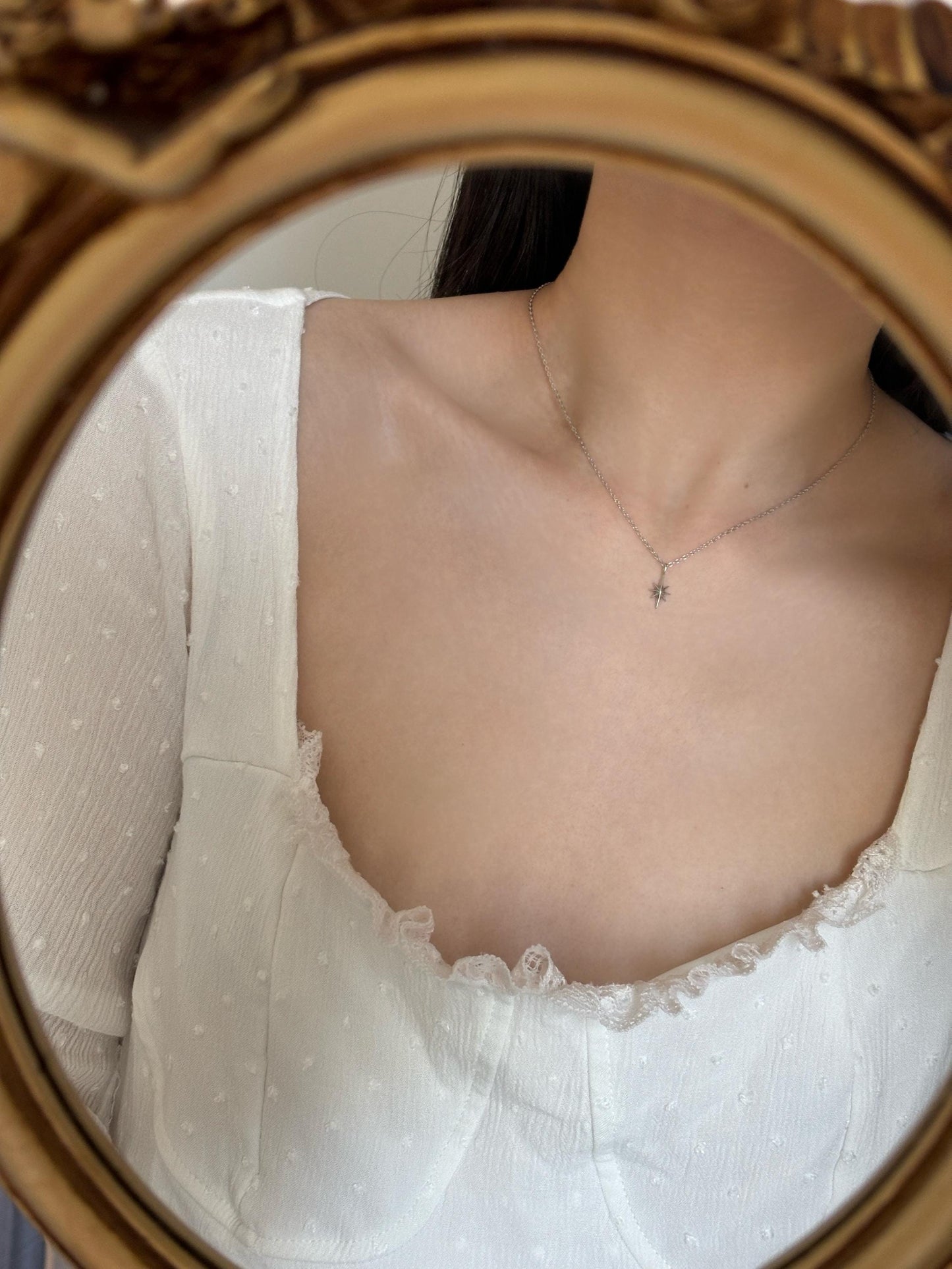 Basic Silver Star Clavicle Necklace, Minimalist Golden North Star Pendant Jewellery, Dainty Retro Vintage Style Mini Celestial Jewelry