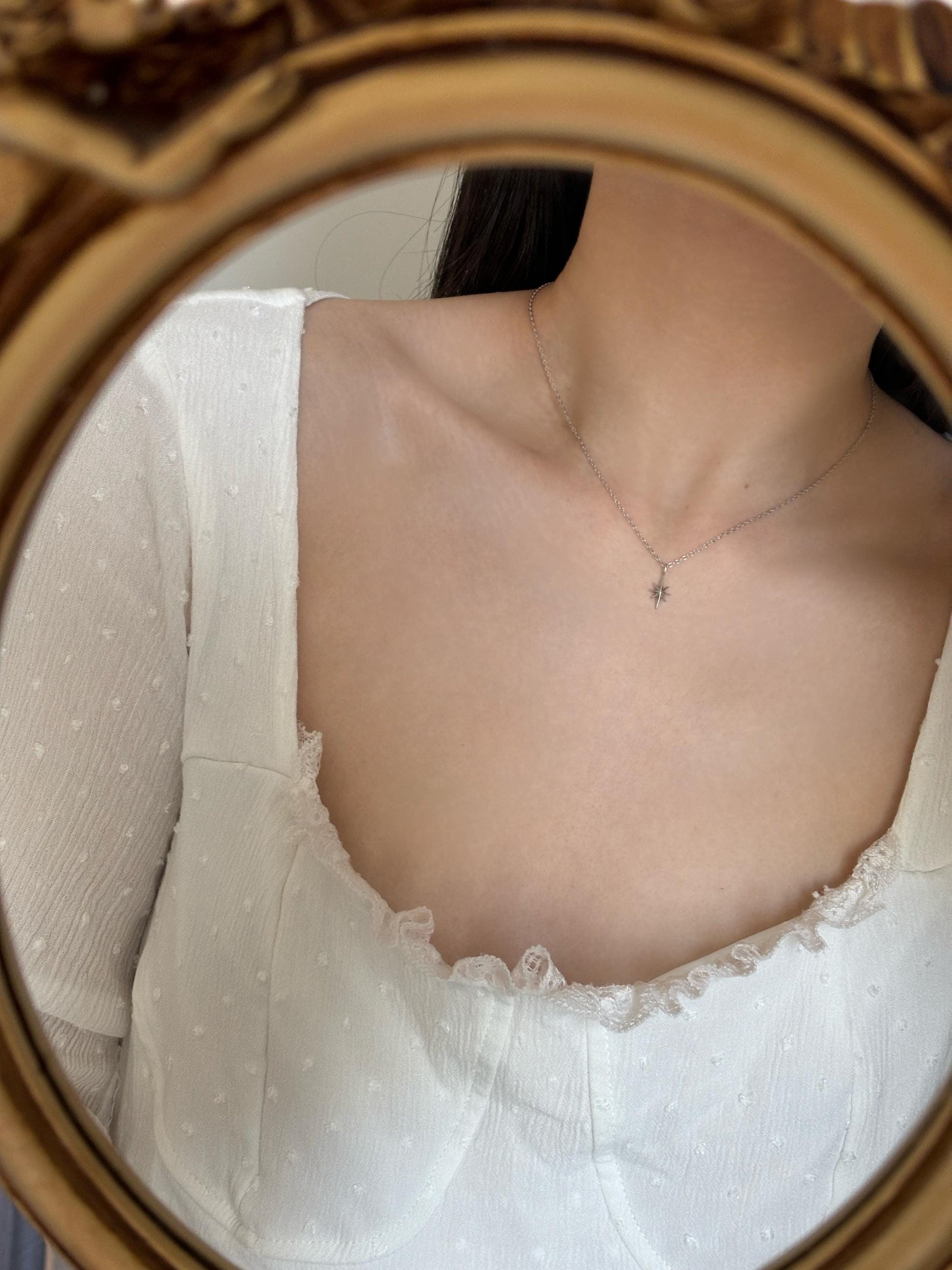 Basic Silver Star Clavicle Necklace, Minimalist Golden North Star Pendant Jewellery, Dainty Retro Vintage Style Mini Celestial Jewelry