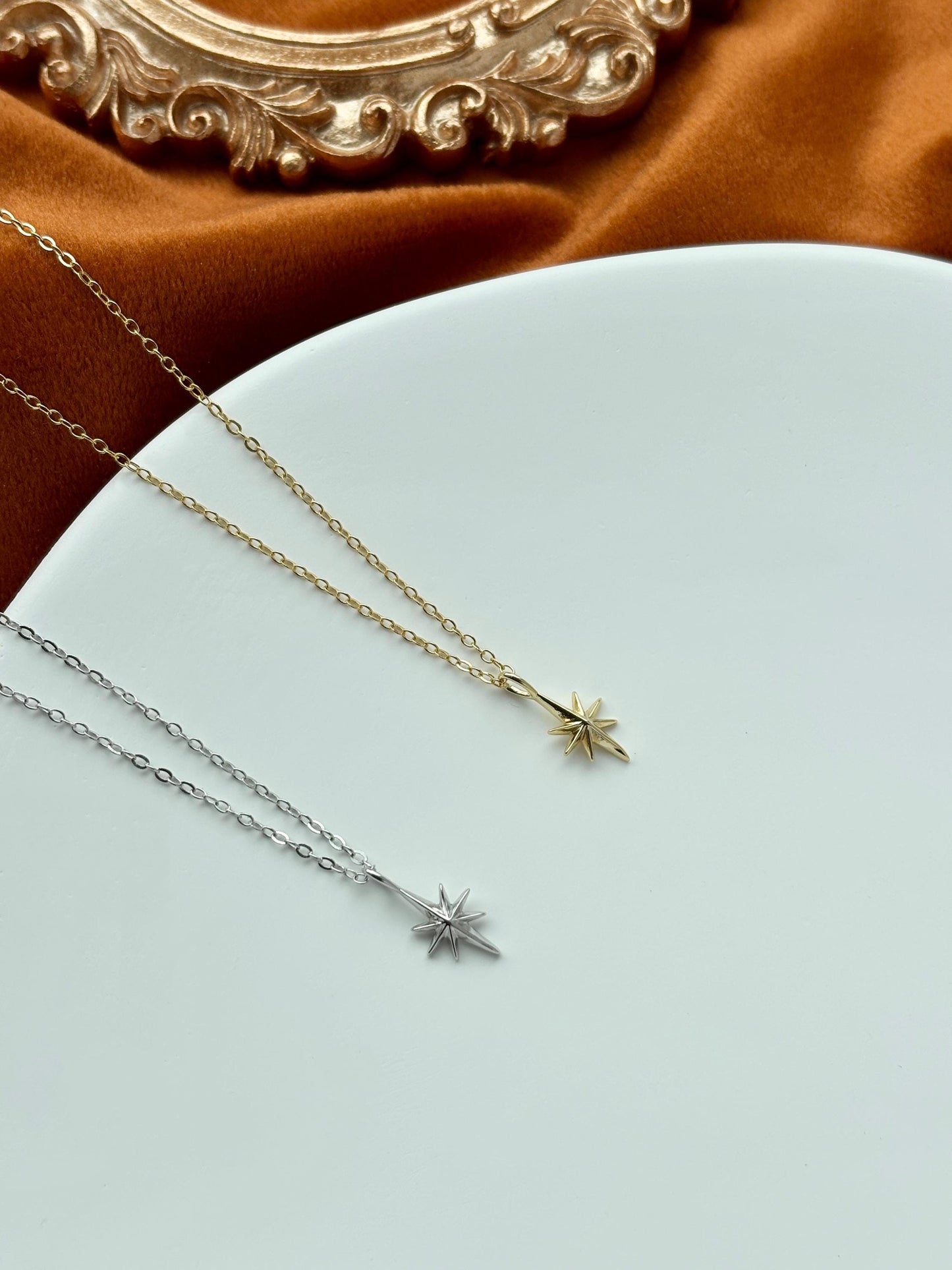Basic Silver Star Clavicle Necklace, Minimalist Golden North Star Pendant Jewellery, Dainty Retro Vintage Style Mini Celestial Jewelry