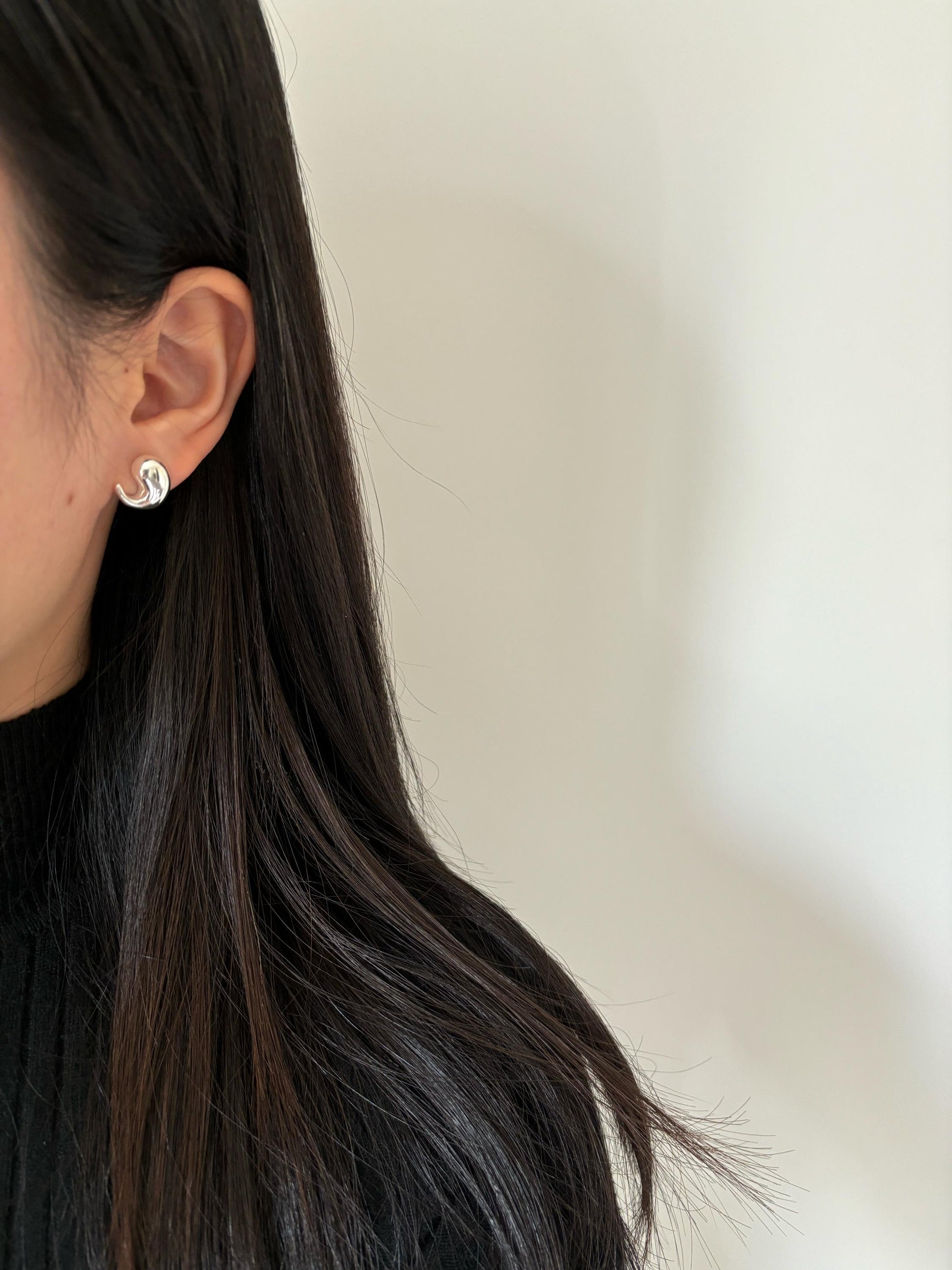 Golden Water Drop Stud Earrings, Minimalist Fashion Statement Silver Earrings Jewelry, Gold Plated Sterling Silver Jewellery