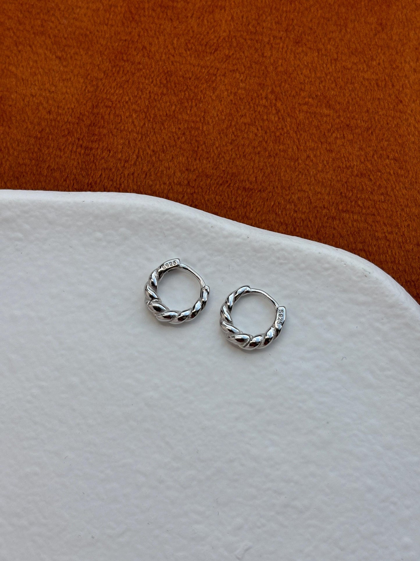 Golden Twist Hoops, Silver Spiral Earrings, Twisted Huggie Jewelry, Daily Basic Golden Hoop, 14K Gold Plated 925 Sterling Silver Jewellery