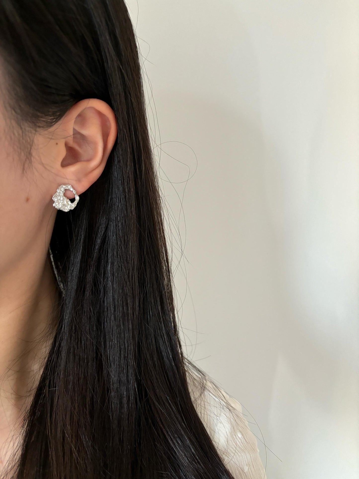 Irregular Hollow Texture Geometric Statement Stud Earrings, Fashion Daily Jewellery, Gold Plated 925 Sterling Silver Jewelry