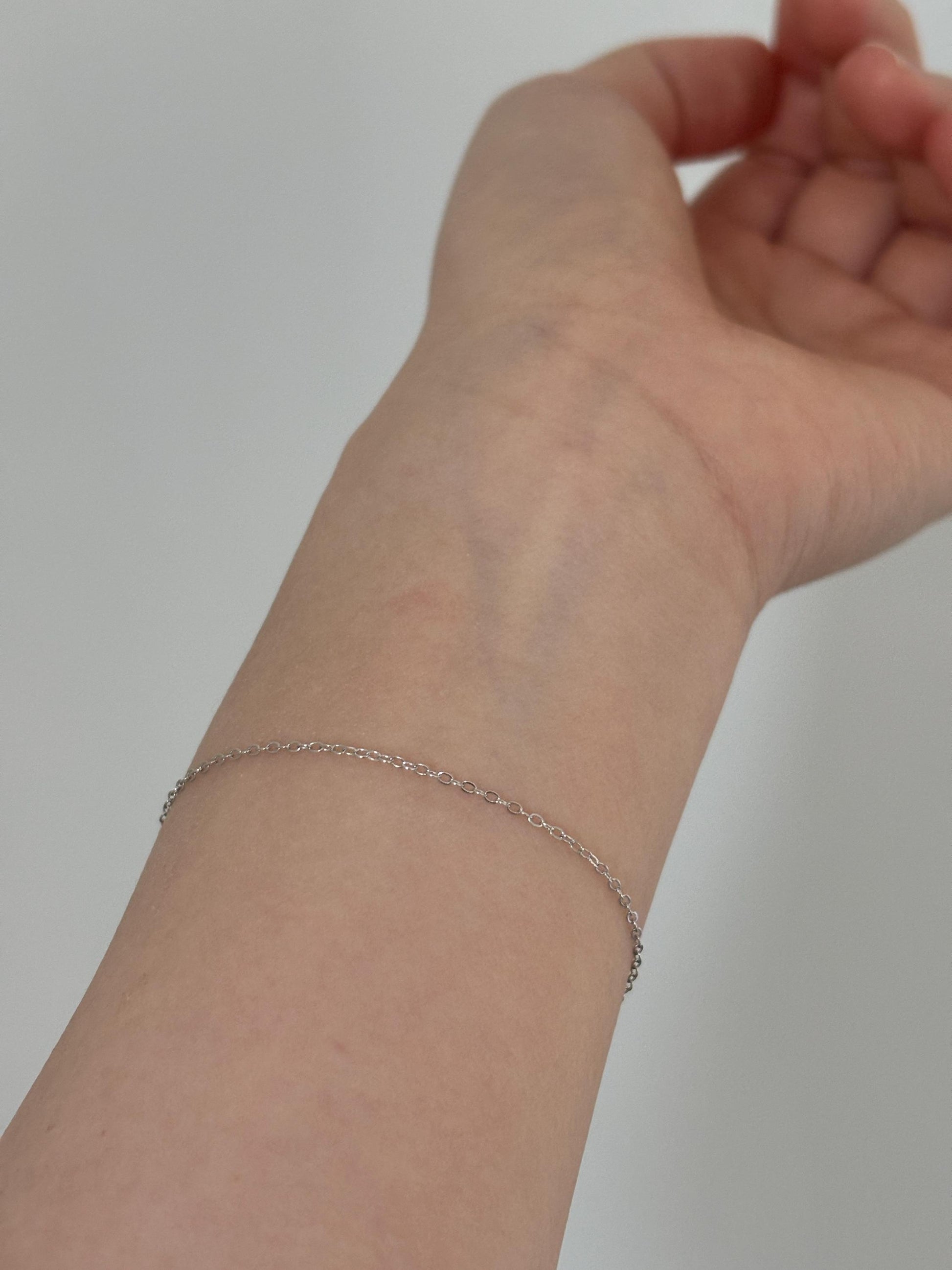 Daily Everyday Basic Minimalist Silver Bracelet, Golden Thin Chain Bracelet, Gold Plated Sterling Silver Jewellery, Dainty Elegant Jewelry