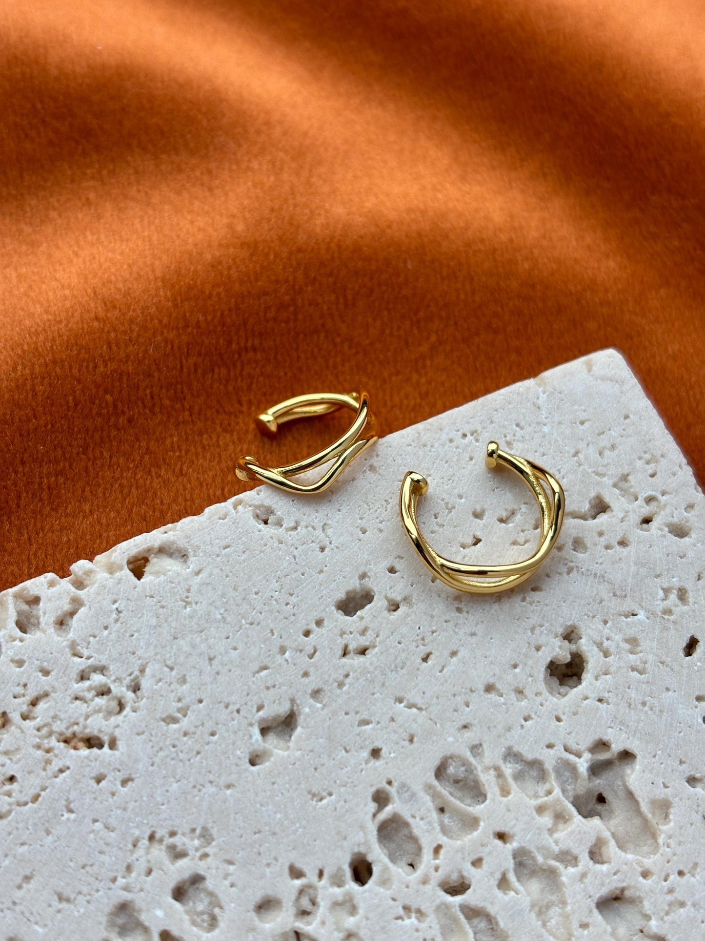 Daily Minimalist Ear Cuff, Simple Wave Non-Piercing Earrings, Gold Plated Silver Ear Cuffs Jewelry, Dainty Helix Cuff Earcuff Jewellery