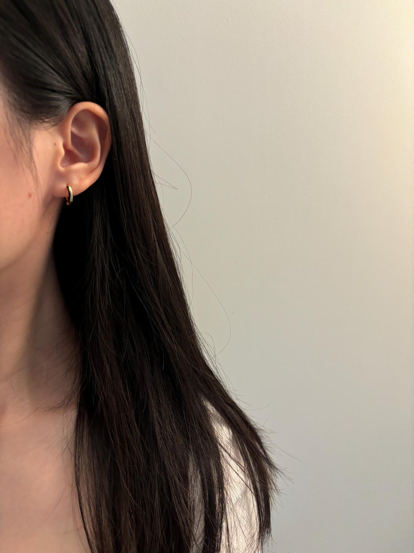 Black Circle Hoop Earrings, Golden Dainty Huggie, Silver Minimalist Daily Basic Jewelry, Everyday Gold Plated 925 Sterling Silver Jewellery