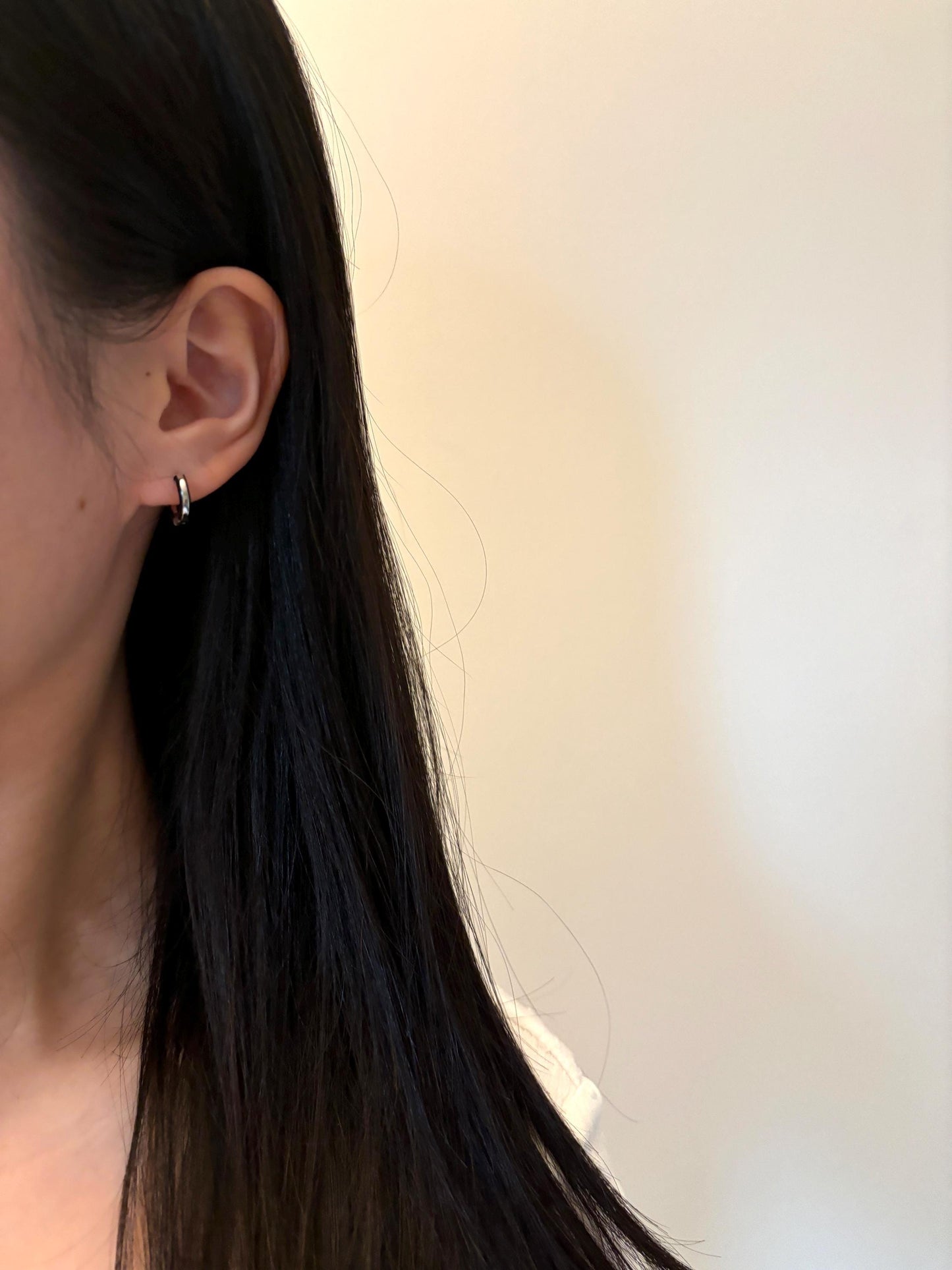 Black Circle Hoop Earrings, Golden Dainty Huggie, Silver Minimalist Daily Basic Jewelry, Everyday Gold Plated 925 Sterling Silver Jewellery