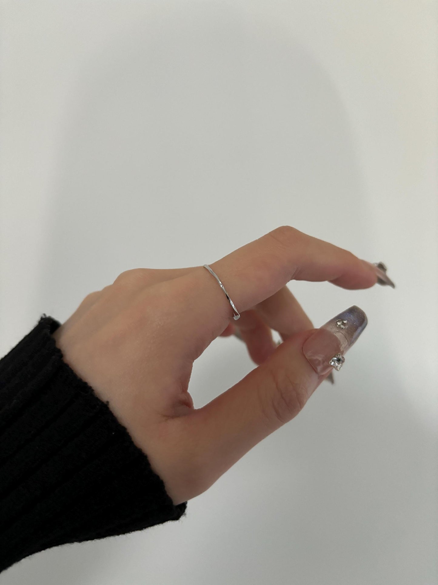 Basic Twisted Silver Adjustable Ring, Minimalist Möbius Band Rings, Index Finger Thin Ring, Everyday Daily Dainty Sterling Silver Jewellery