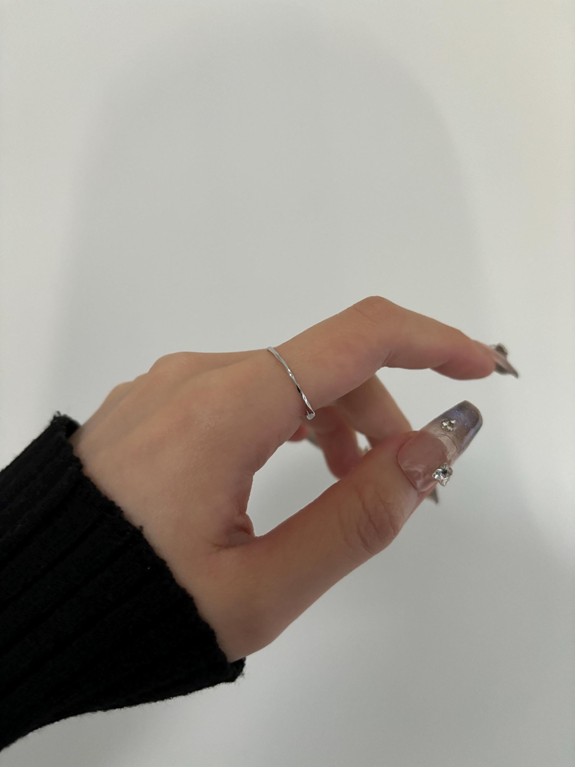 Basic Twisted Silver Adjustable Ring, Minimalist Möbius Band Rings, Index Finger Thin Ring, Everyday Daily Dainty Sterling Silver Jewellery
