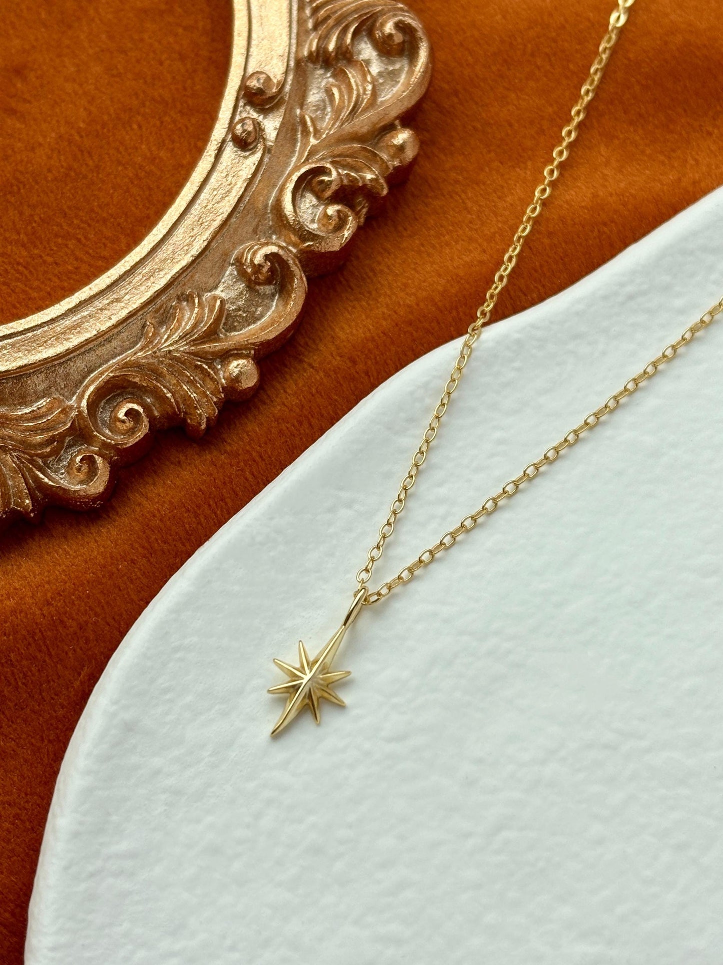 Basic Silver Star Clavicle Necklace, Minimalist Golden North Star Pendant Jewellery, Dainty Retro Vintage Style Mini Celestial Jewelry