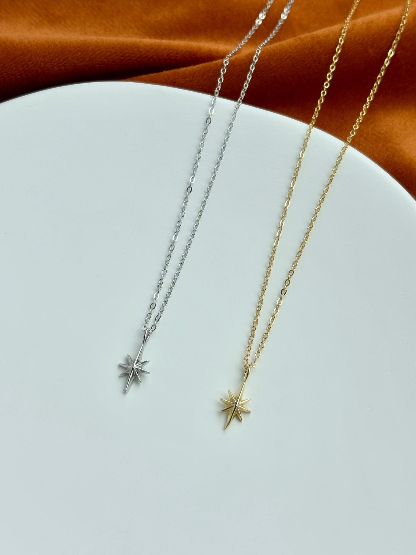 Basic Silver Star Clavicle Necklace, Minimalist Golden North Star Pendant Jewellery, Dainty Retro Vintage Style Mini Celestial Jewelry