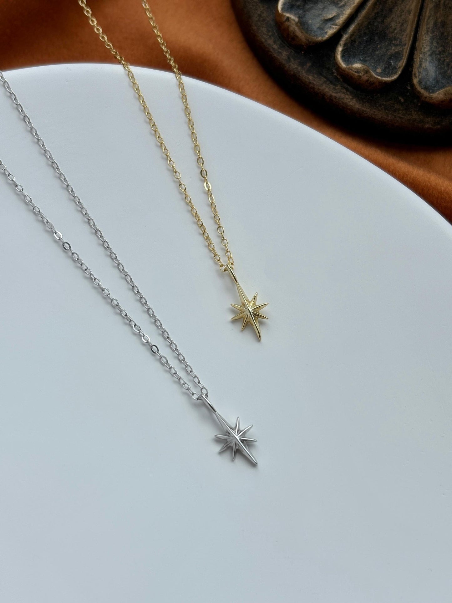 Basic Silver Star Clavicle Necklace, Minimalist Golden North Star Pendant Jewellery, Dainty Retro Vintage Style Mini Celestial Jewelry