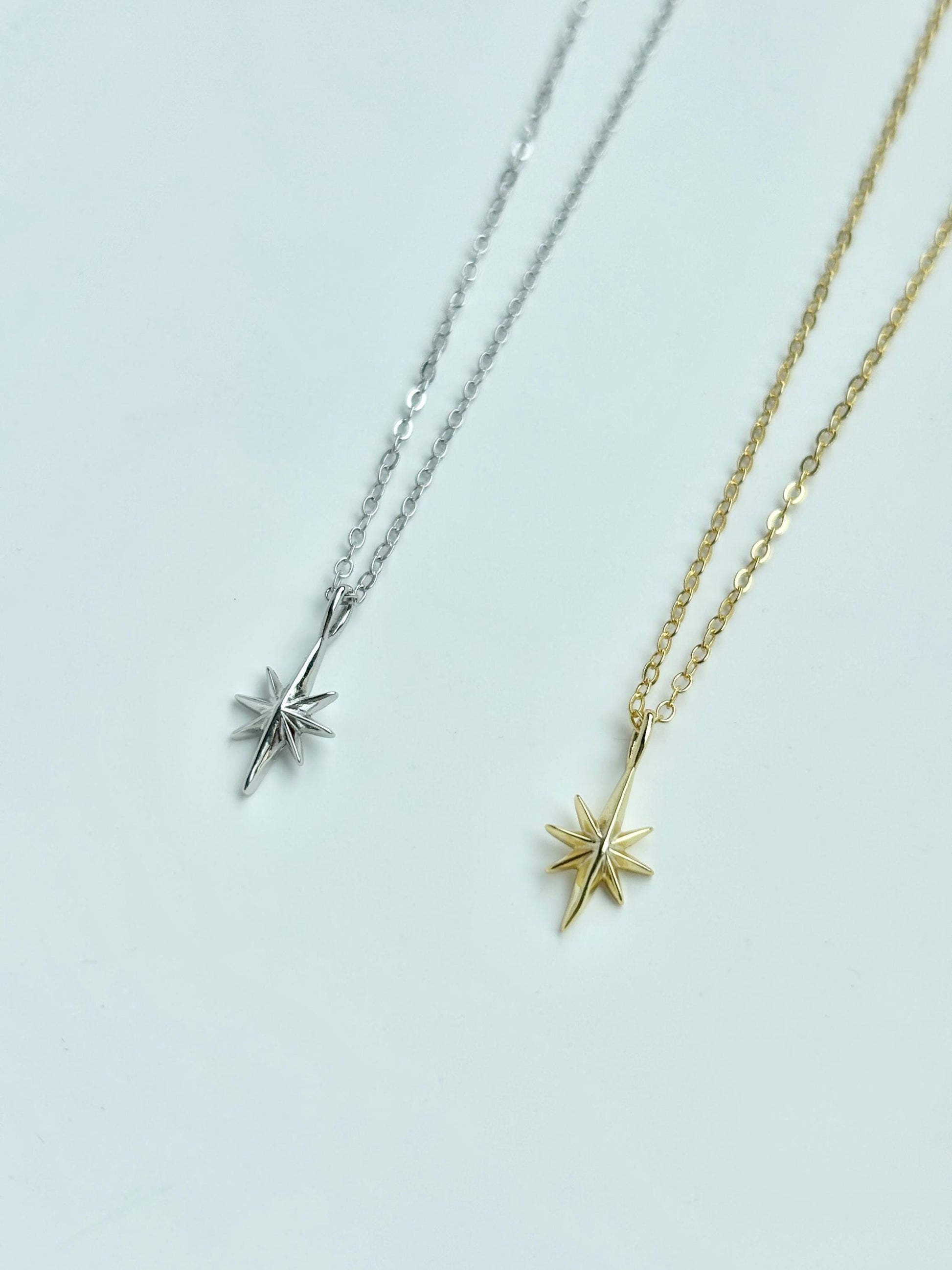 Basic Silver Star Clavicle Necklace, Minimalist Golden North Star Pendant Jewellery, Dainty Retro Vintage Style Mini Celestial Jewelry