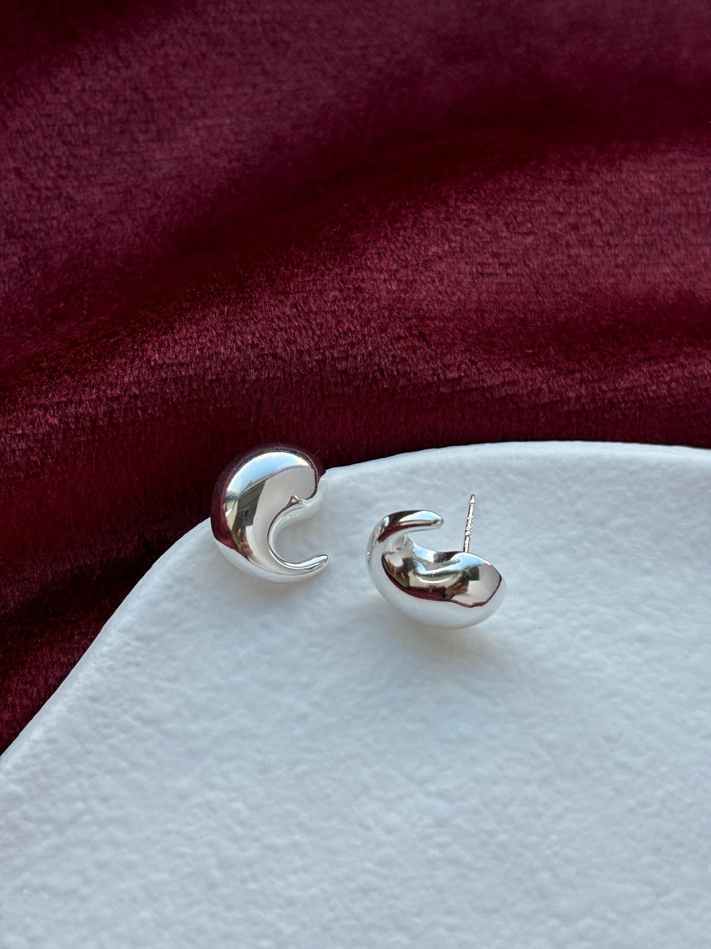 Golden Water Drop Stud Earrings, Minimalist Fashion Statement Silver Earrings Jewelry, Gold Plated Sterling Silver Jewellery