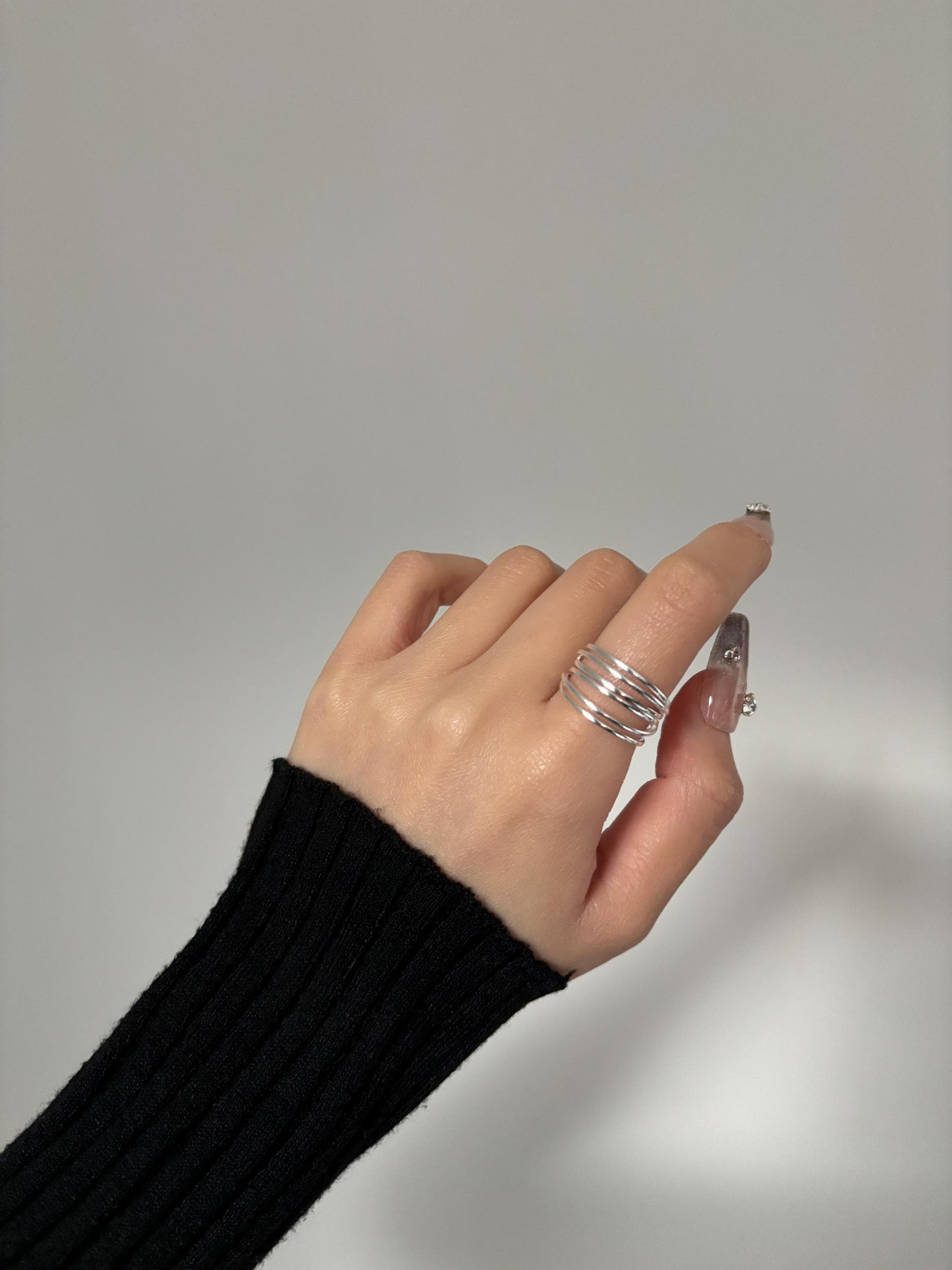 Golden Fashion Statement Ring, Multi Layers Adjustable Rings, Gold Irregular Hollow Multiple Row Wrap Ring, Silver Jewelry, Unique Jewellery