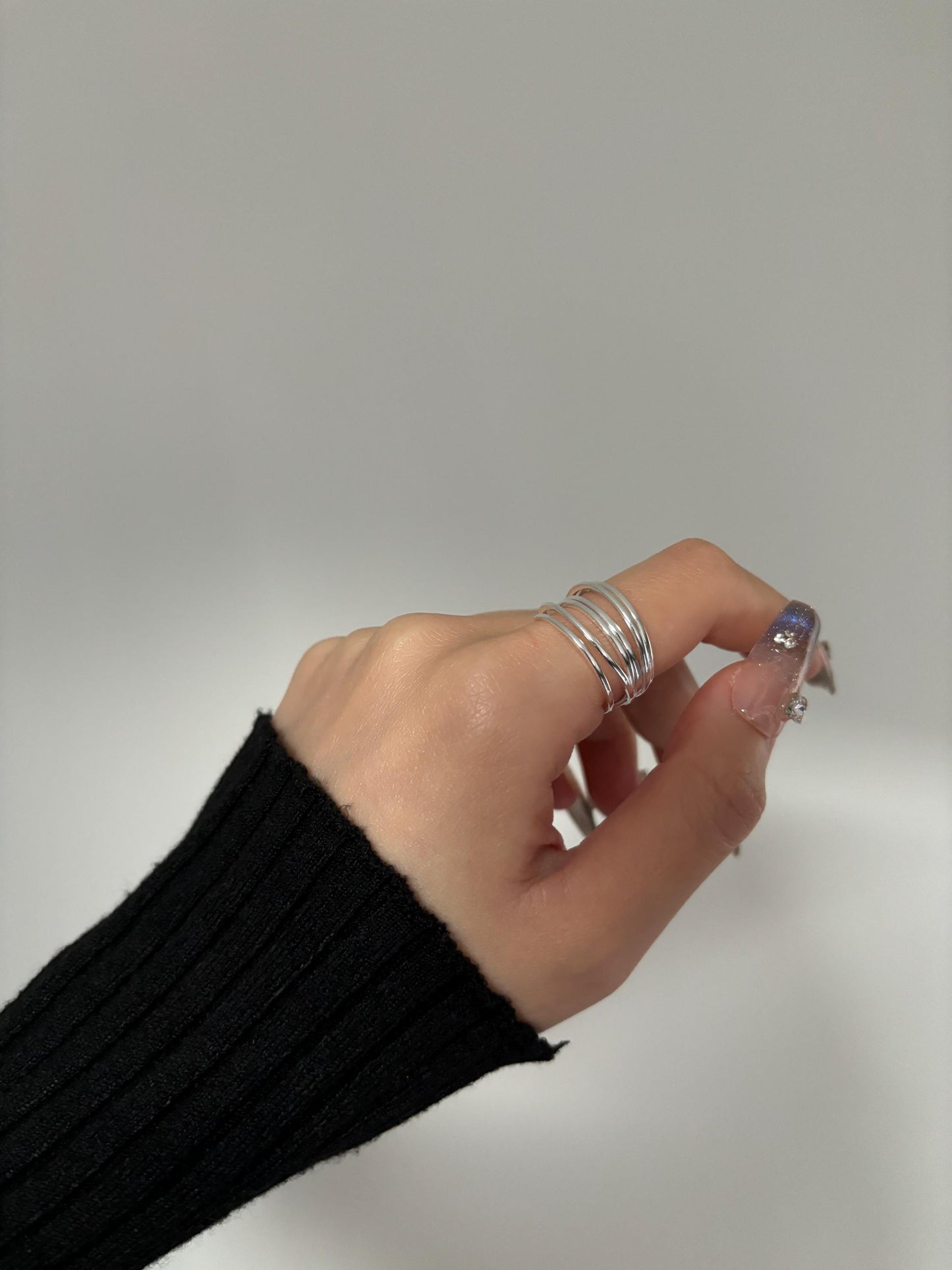 Golden Fashion Statement Ring, Multi Layers Adjustable Rings, Gold Irregular Hollow Multiple Row Wrap Ring, Silver Jewelry, Unique Jewellery