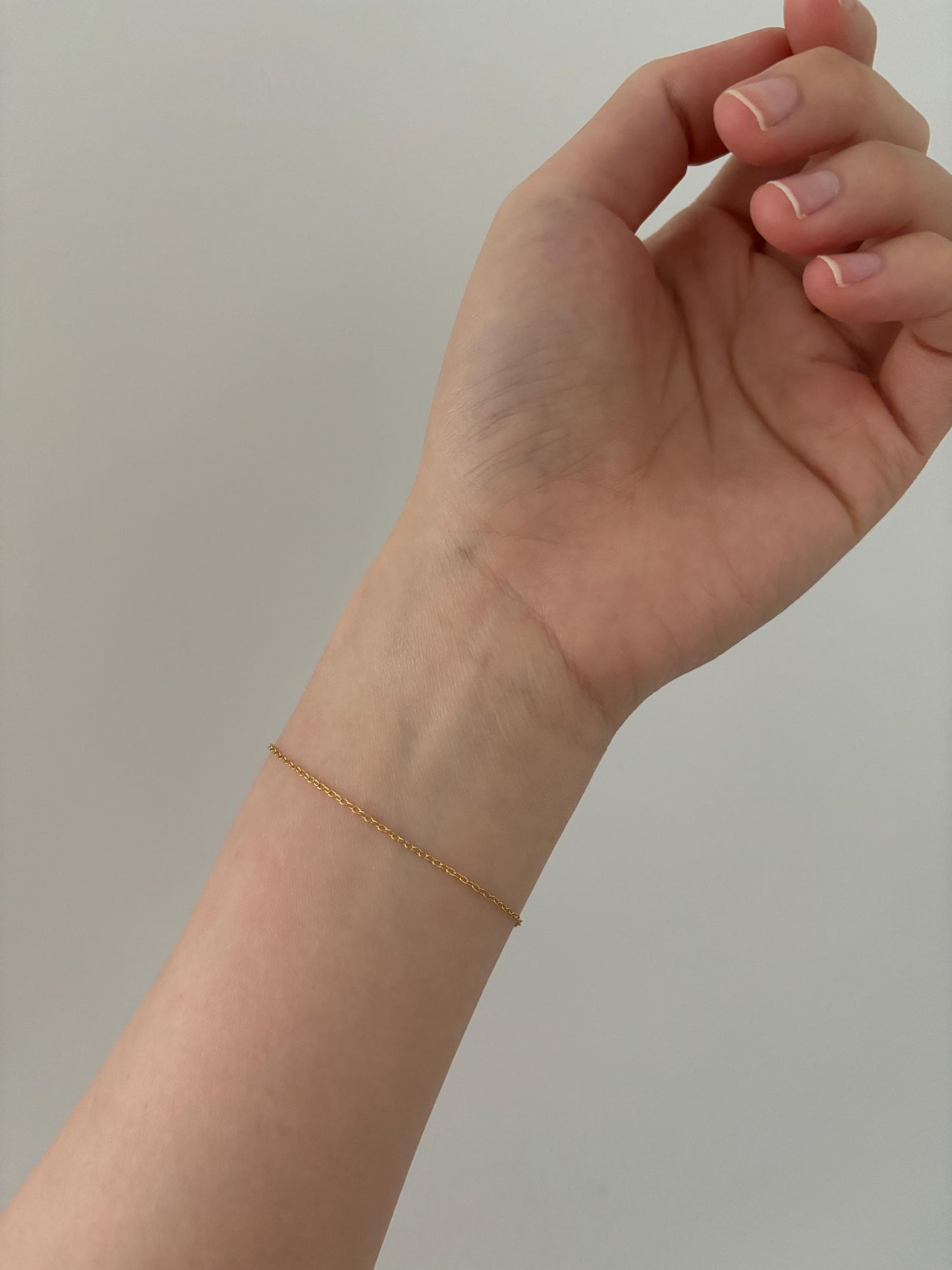 Daily Everyday Basic Minimalist Silver Bracelet, Golden Thin Chain Bracelet, Gold Plated Sterling Silver Jewellery, Dainty Elegant Jewelry