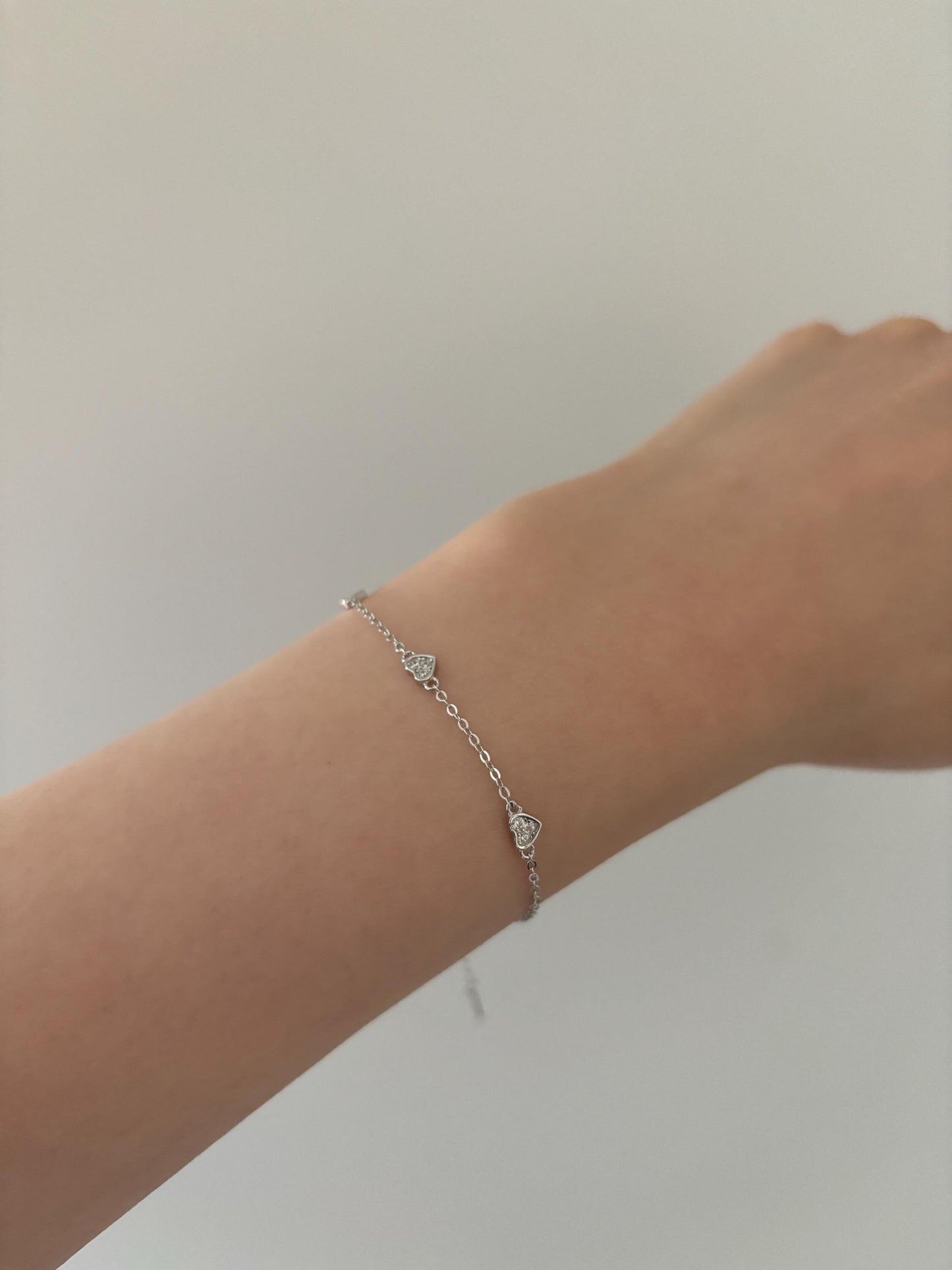 Heart Shaped Bracelet, Silver Charm Bracelet, Golden Thin Chain Love Bracelet, Gold Plated Sterling Silver Jewellery, Dainty Elegant Jewelry