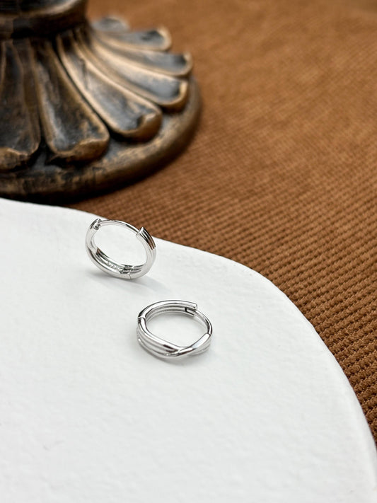 Sculpt Infinity Hoop Earrings, Dainty Minimalist Triple Layers Huggie, Elegant Silver Jewelry, Daily Gold Plated Sterling Silver Jewellery