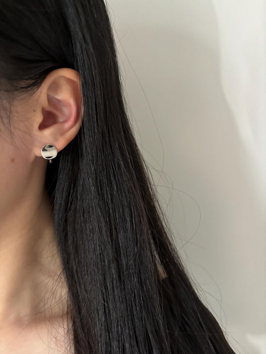 Plain Round Disc Hoop Earrings, Dainty Minimalist Oval Huggie, Elegant Silver Jewelry, Daily 18K Gold Plated 925 Sterling Silver Jewellery