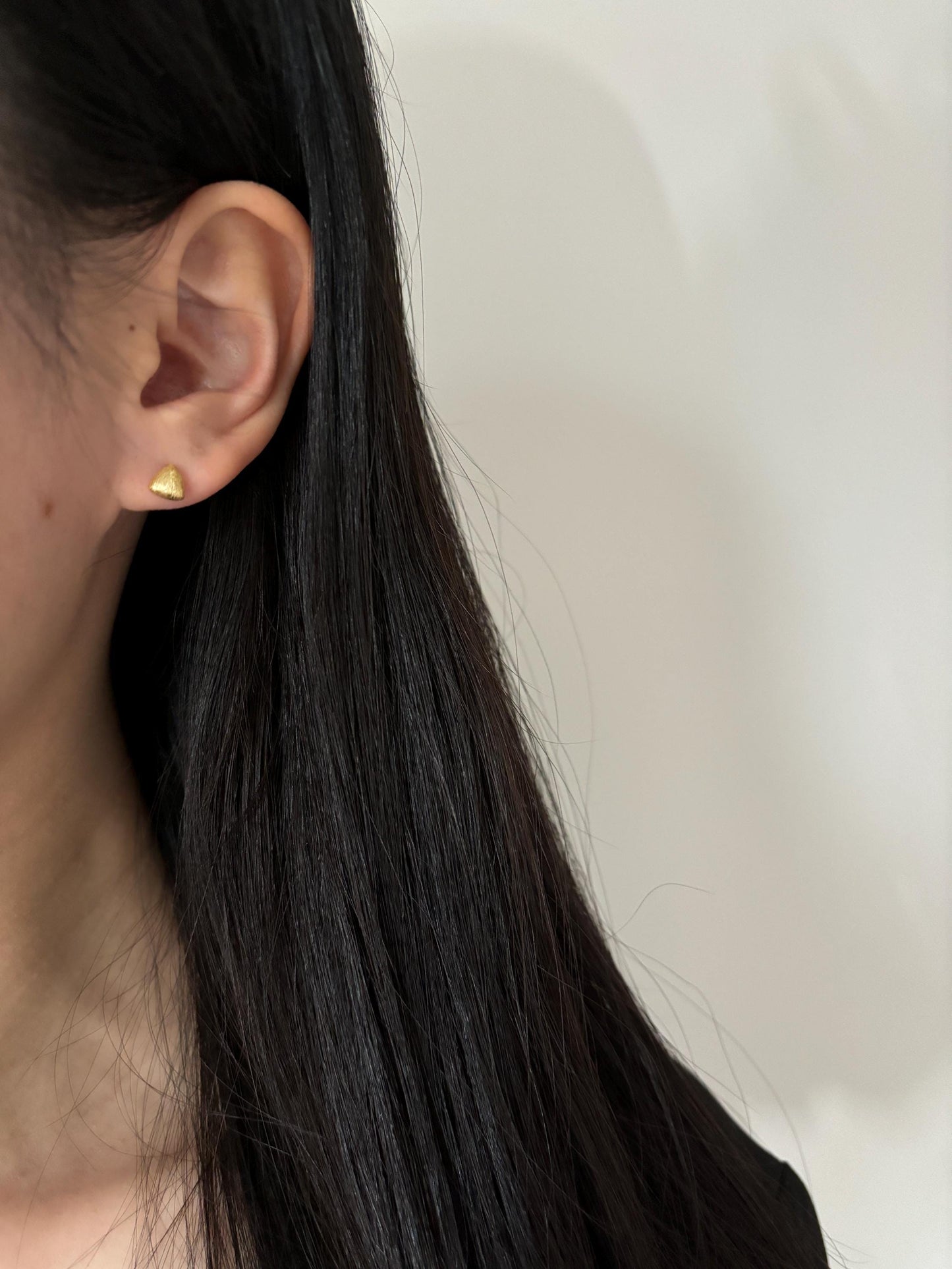 Dainty Matte Gold Triangle Stud Earrings, Golden Frosted Shiny Geometric Studs, 14K Gold Plated 925 Sterling Silver Jewellery, Daily Jewelry