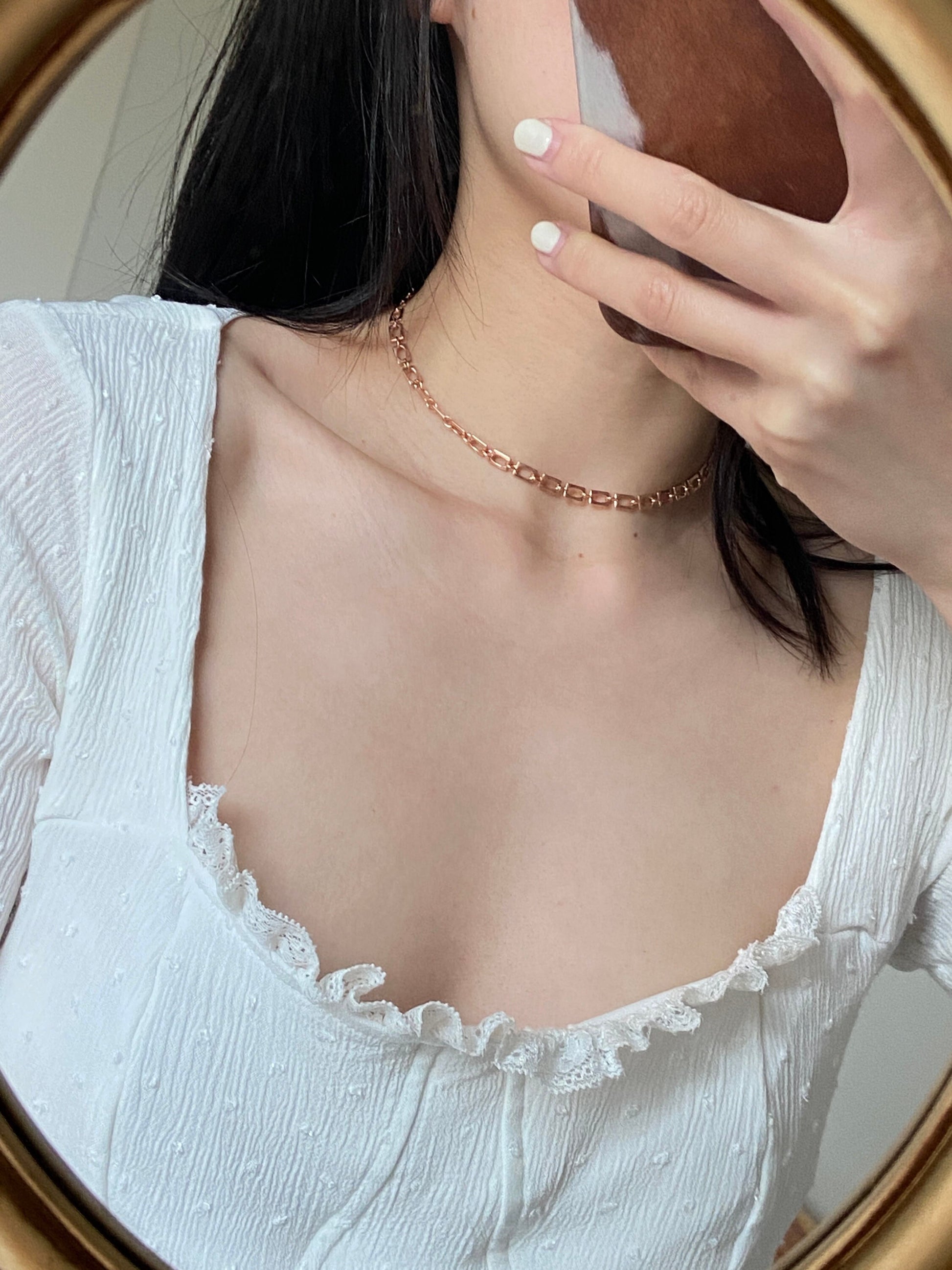 Dainty Golden Chain Choker, 18K Gold Plated 925 Sterling Silver Choker Necklace Jewellery, Fashion Daily Everyday Basic Jewelry