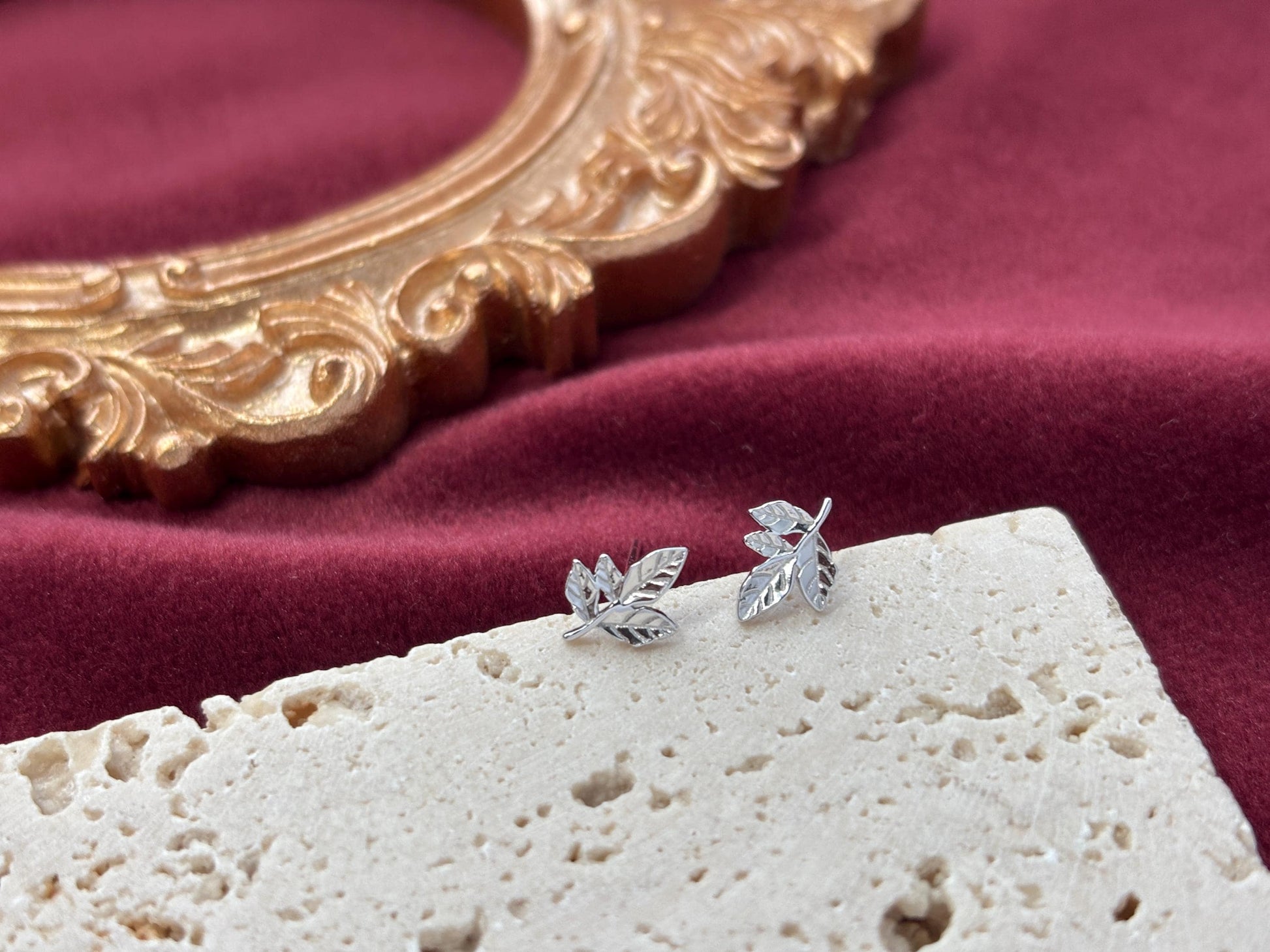 Lovely Cute Maple Leaf Stud Earrings, Retro Golden Maple Leaf Studs, Dainty Mini Minimalist Jewellery, Gold Plated Sterling Silver Jewelry