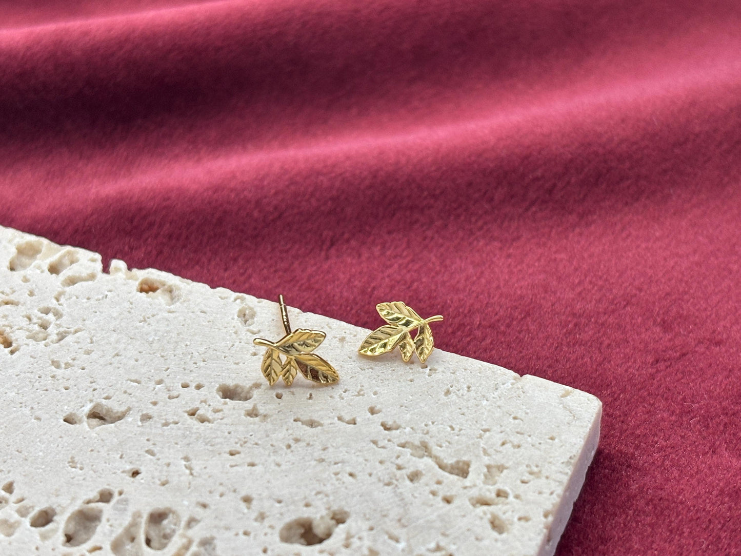 Lovely Cute Maple Leaf Stud Earrings, Retro Golden Maple Leaf Studs, Dainty Mini Minimalist Jewellery, Gold Plated Sterling Silver Jewelry