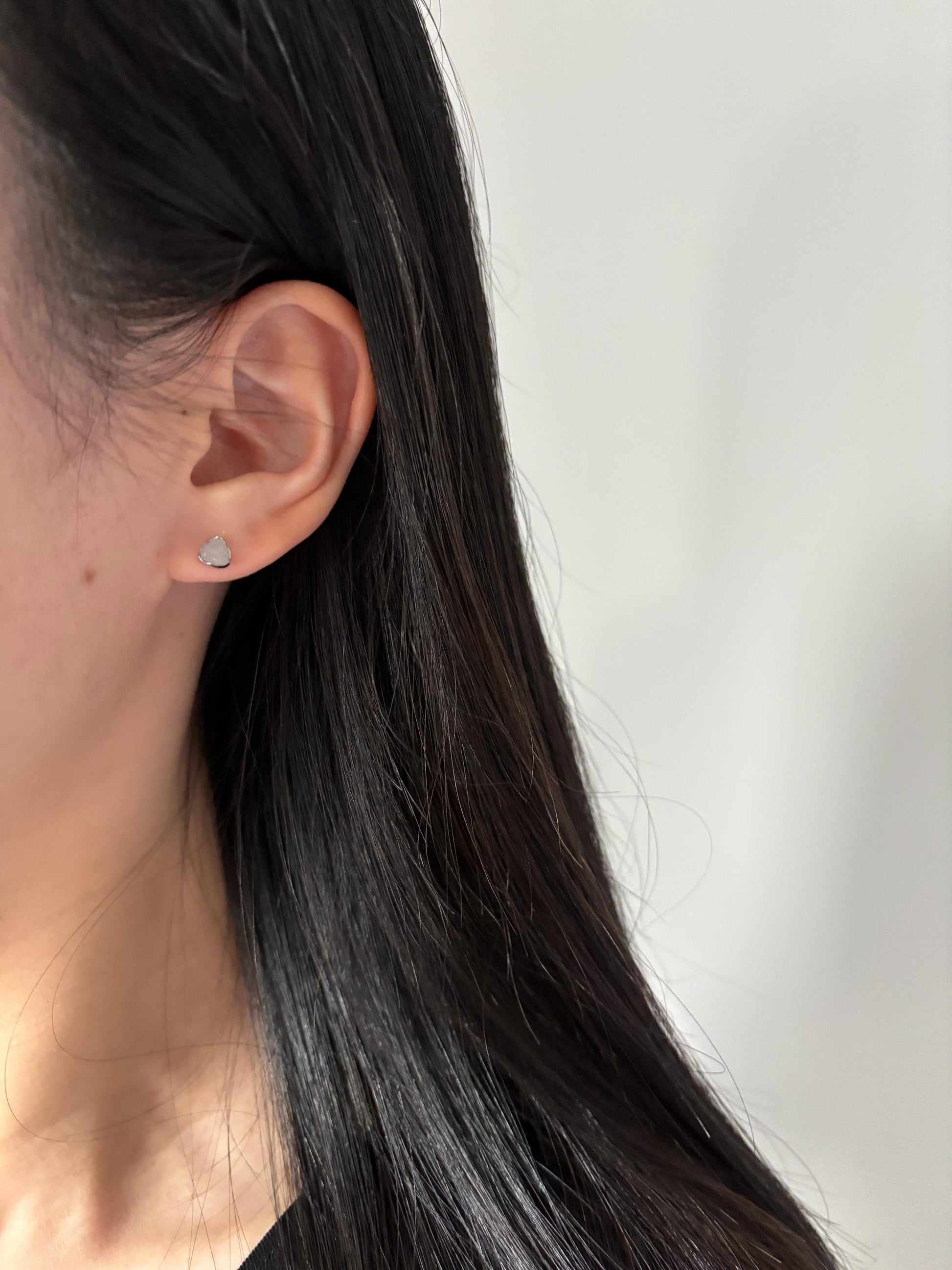 Dainty Opal Triangle Stud Earrings, Golden Quartz Cat's-eye Geometric Studs, 14K Gold Plated 925 Sterling Silver Jewellery, Daily Jewelry