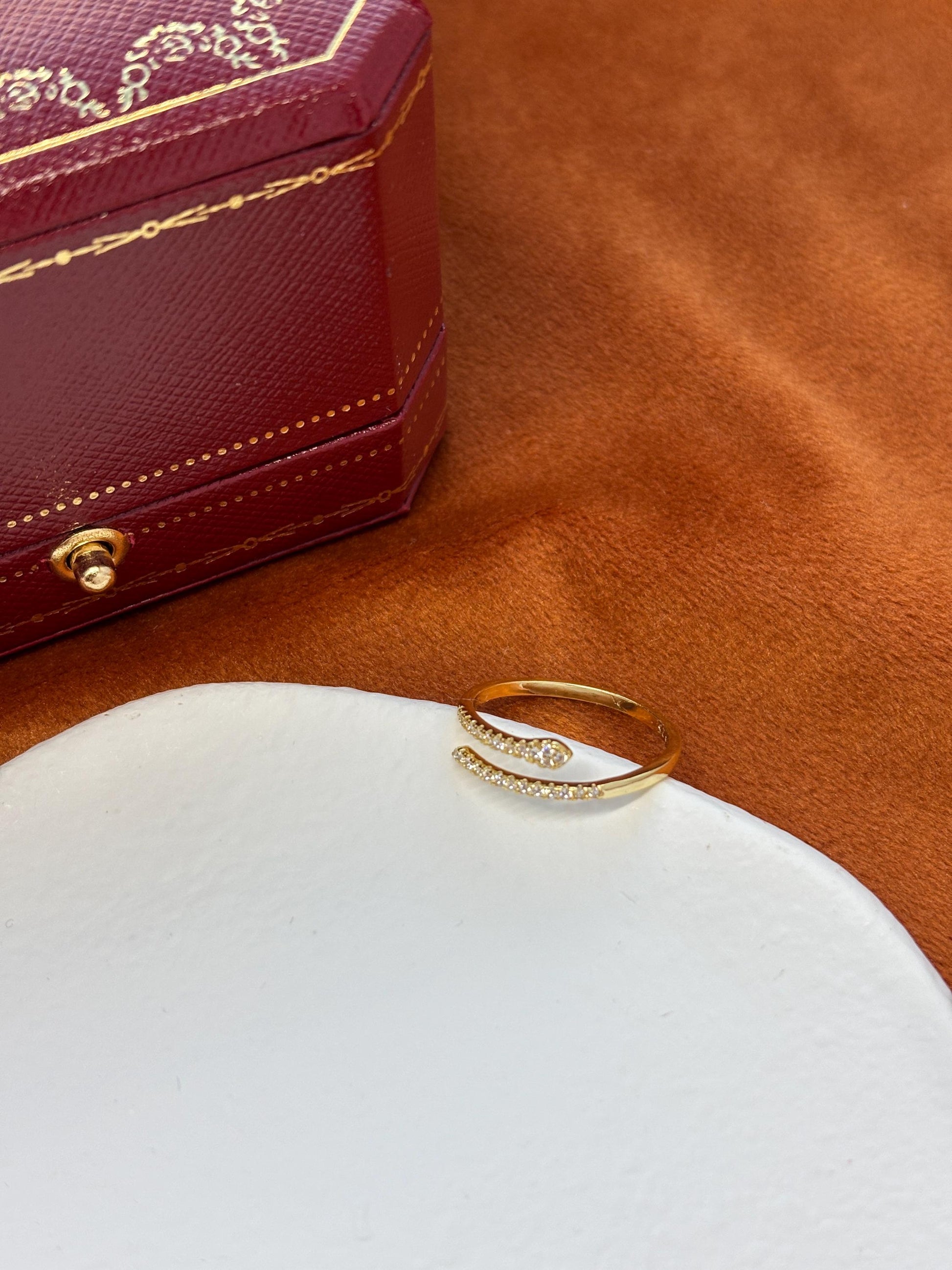 Silver Snake Ring, Double Layers Adjustable Rings, Gold Snake Jewelry, Dainty Shiny Zircon Rings, Luxury Elegant Jewellery