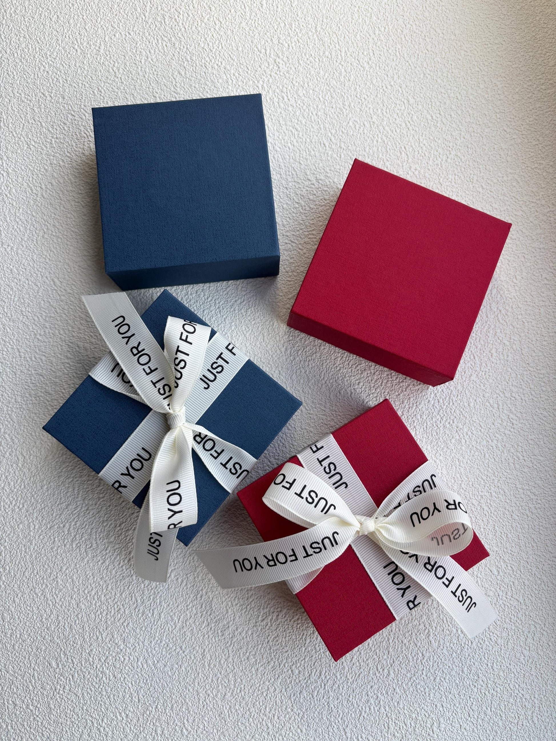 Red Blue Jewellery Gift Boxes, High Quality Jewelry Gift Box With Ribbon For Earrings Bracelet, Luxury Padded Cardboard Velvet Necklace Box