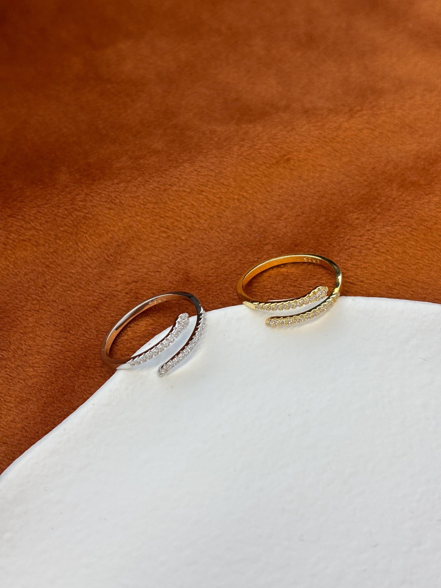 Silver Snake Ring, Double Layers Adjustable Rings, Gold Snake Jewelry, Dainty Shiny Zircon Rings, Luxury Elegant Jewellery