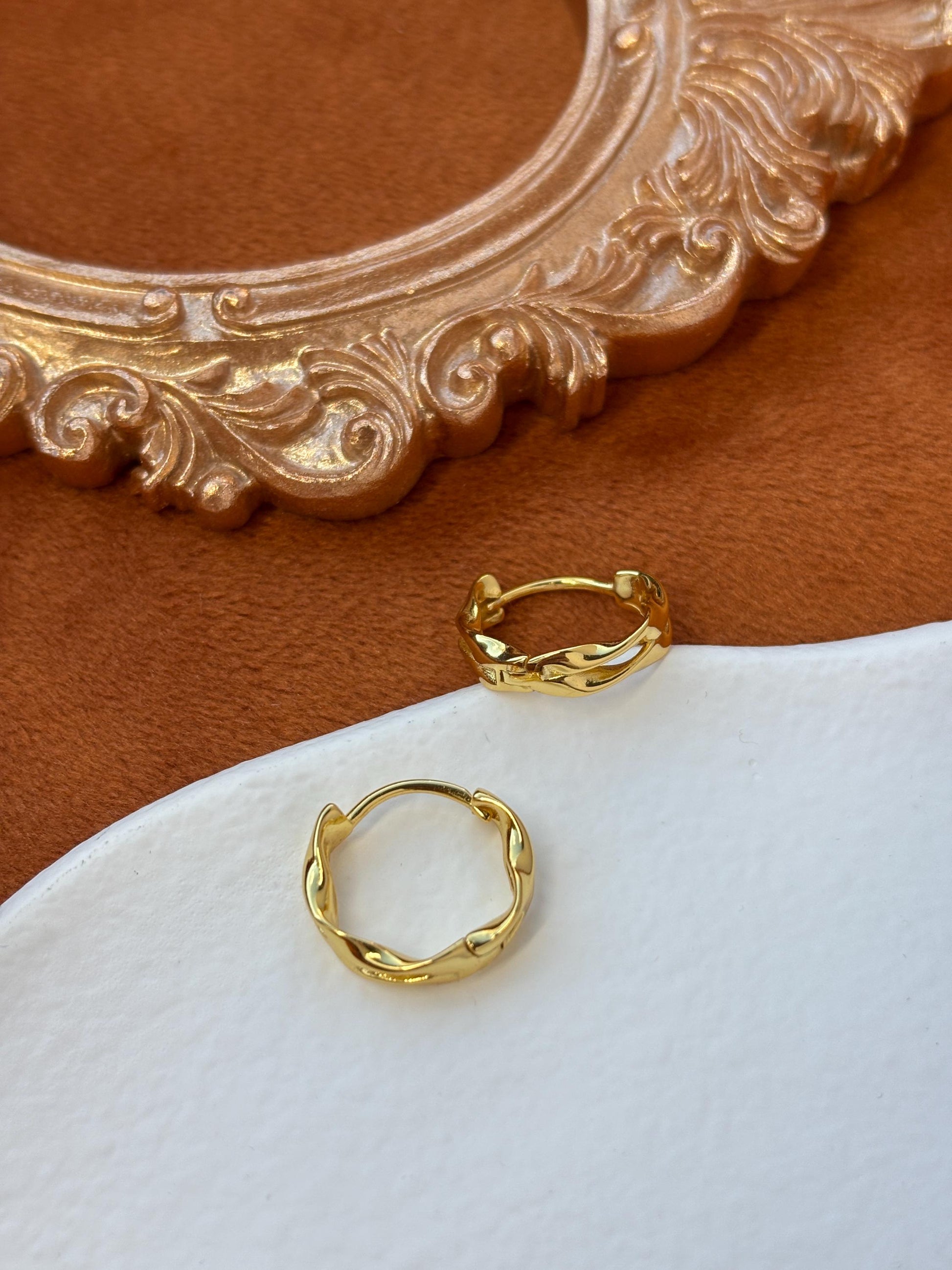 Double Layer Spiral Earrings, Silver Twist Hoops, Golden Twisted Huggie Jewelry, Daily Basic Everyday Hoop, Gold Plated 925 Silver Jewellery