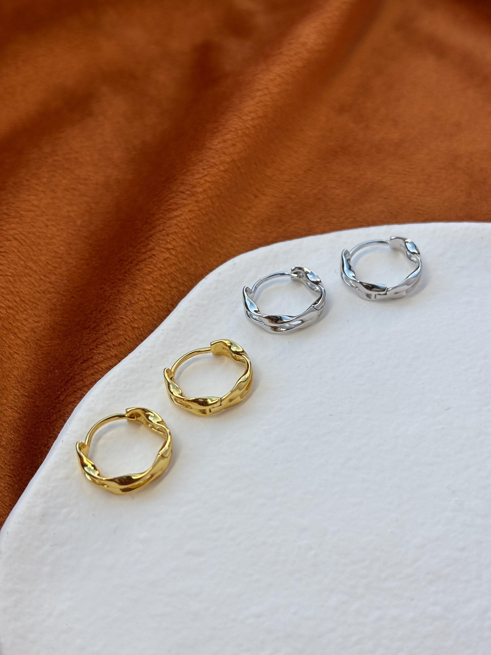 Double Layer Spiral Earrings, Silver Twist Hoops, Golden Twisted Huggie Jewelry, Daily Basic Everyday Hoop, Gold Plated 925 Silver Jewellery