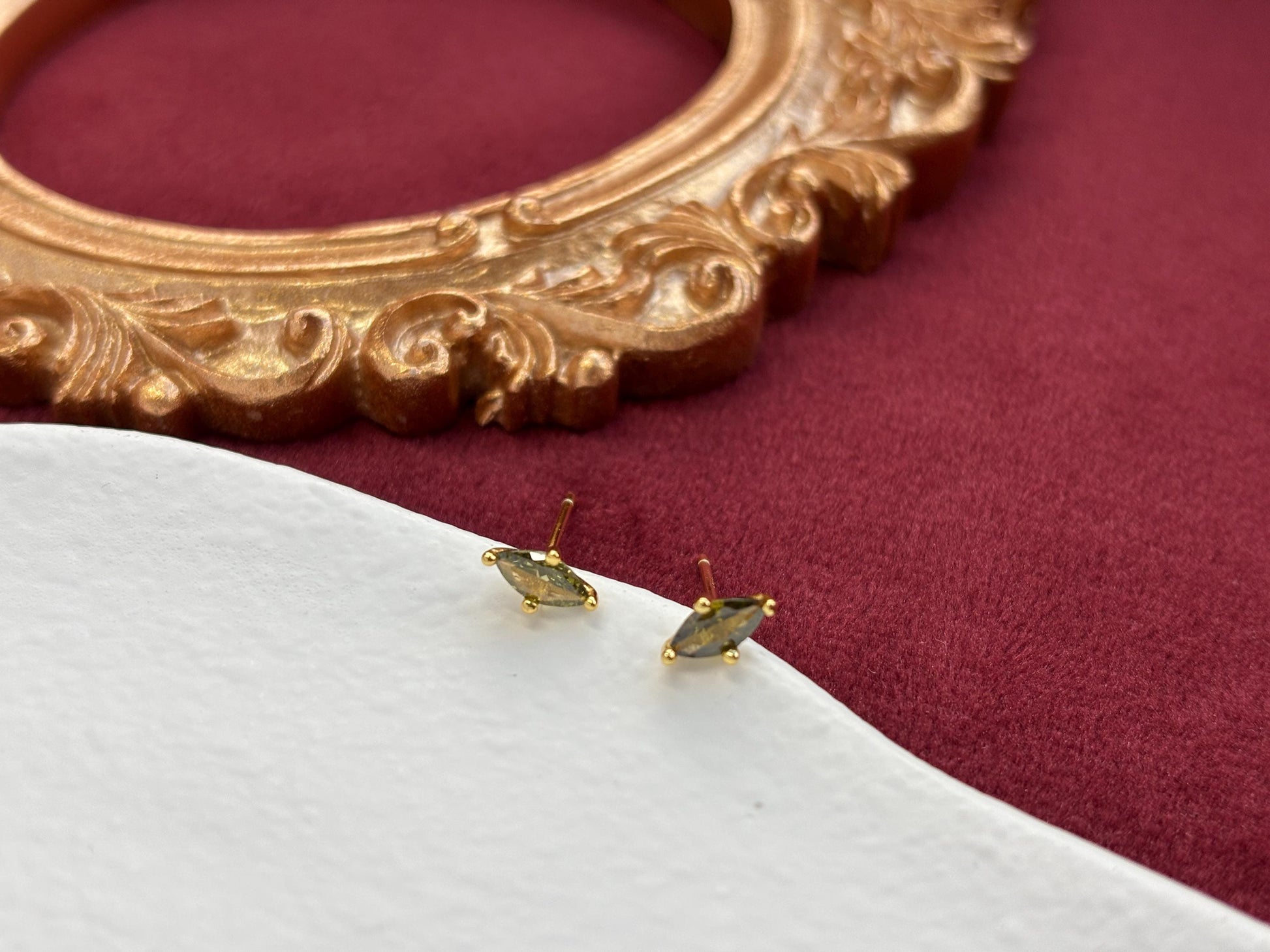 Olive Zircon Stud Earrings