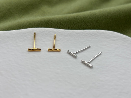 Mini Twisted Bar Stud Earrings, Golden Cylinder Geometric Studs, 18K Gold Plated 925 Sterling Silver Earrings Jewellery, Daily Basic Jewelry