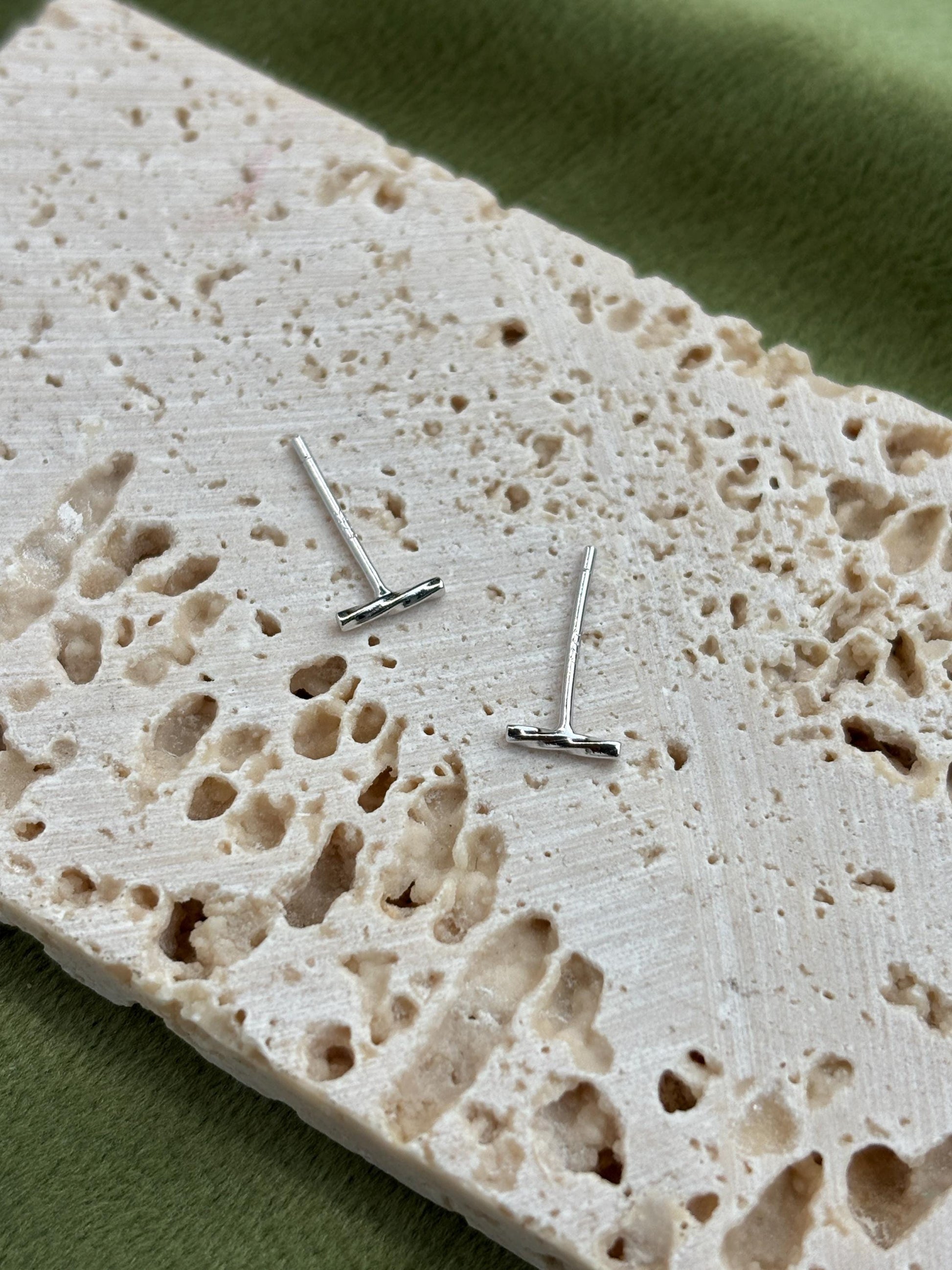 Mini Twisted Bar Stud Earrings, Golden Cylinder Geometric Studs, 18K Gold Plated 925 Sterling Silver Earrings Jewellery, Daily Basic Jewelry