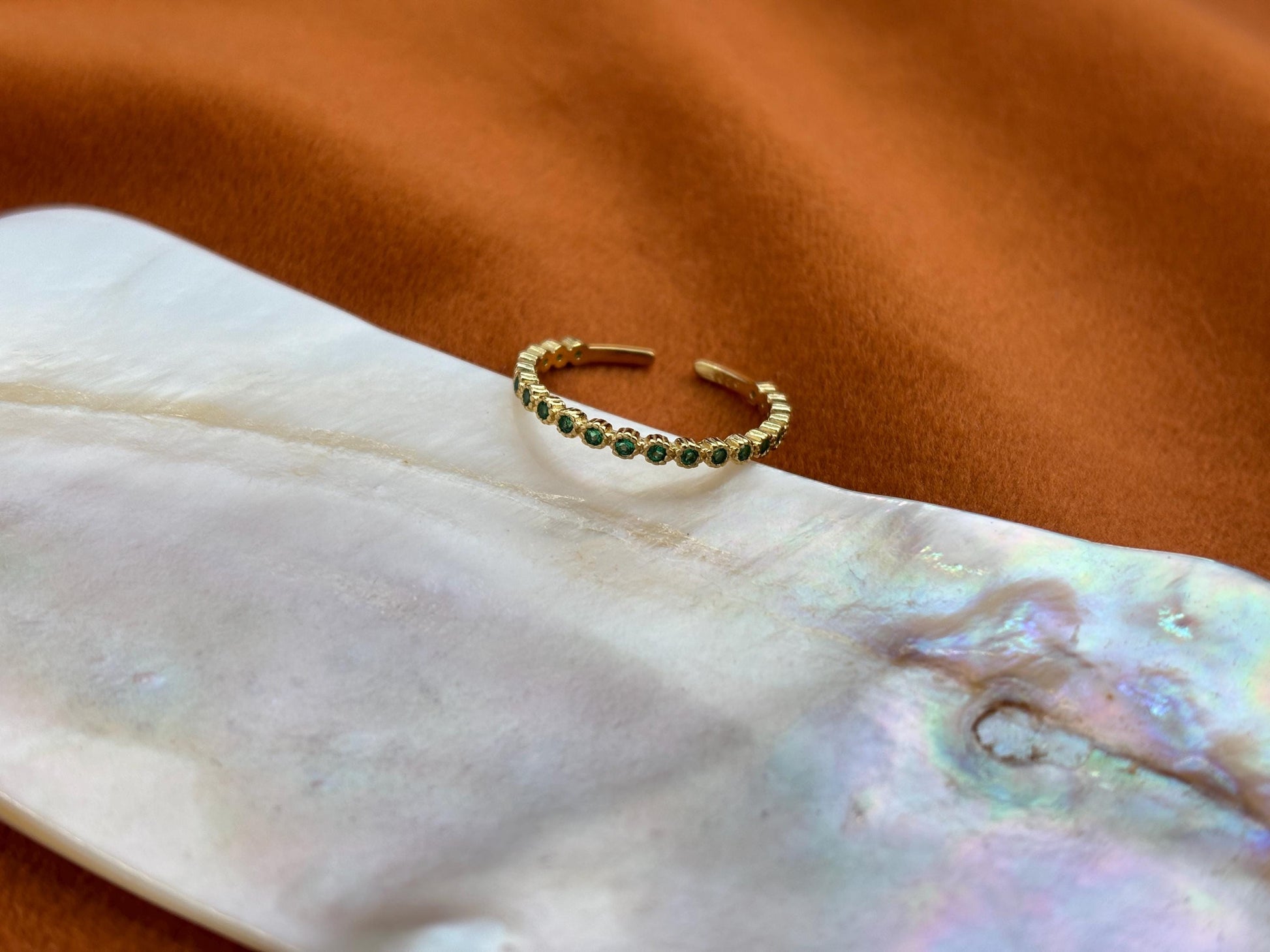 Dainty Emerald Ring, Elegant Green Stone Adjustable Rings, Vintage Court Style Sterling Silver Ring Jewelry, Retro Golden Rings Jewellery